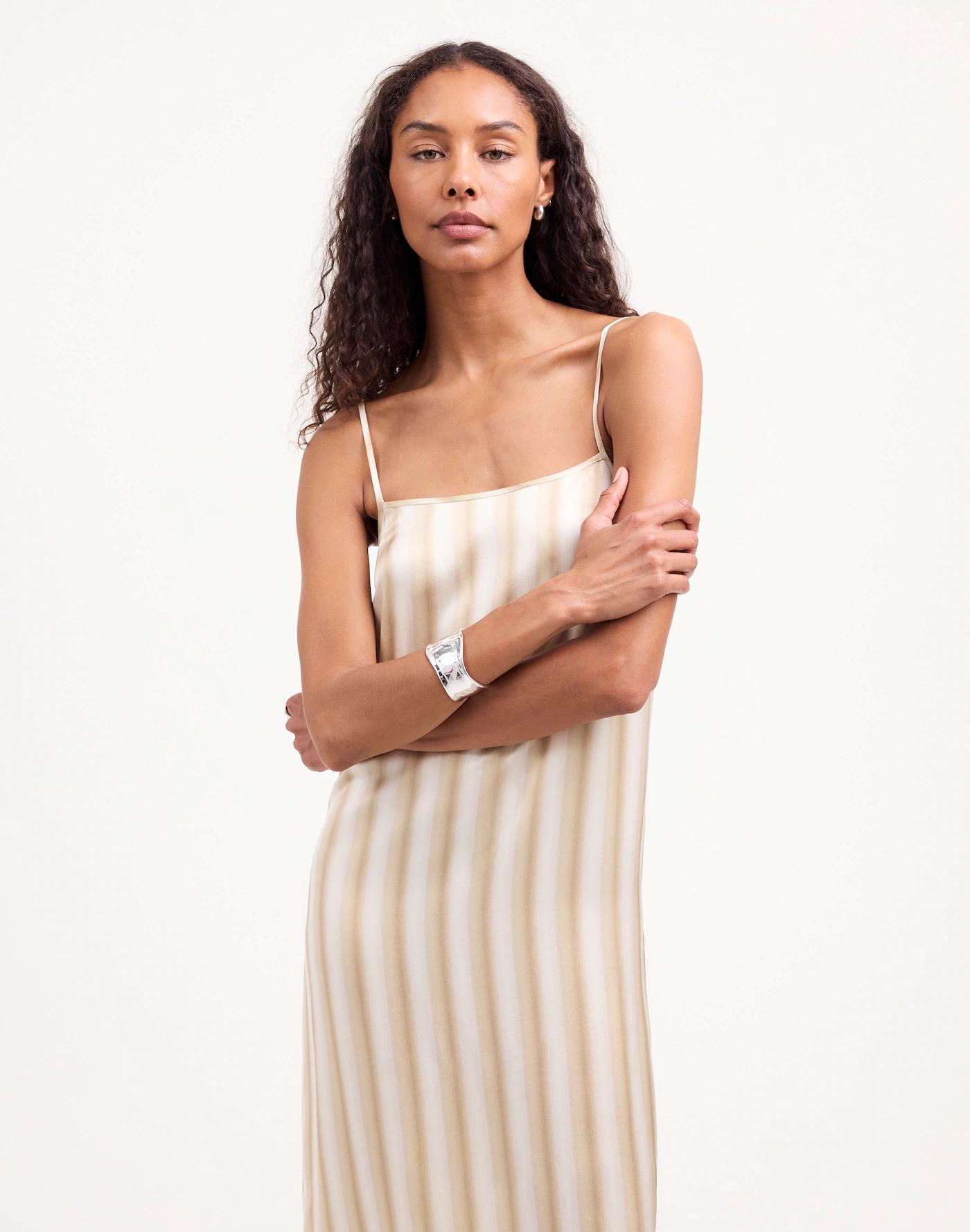 Midi Slip Dress in Stripe Silk Product Image