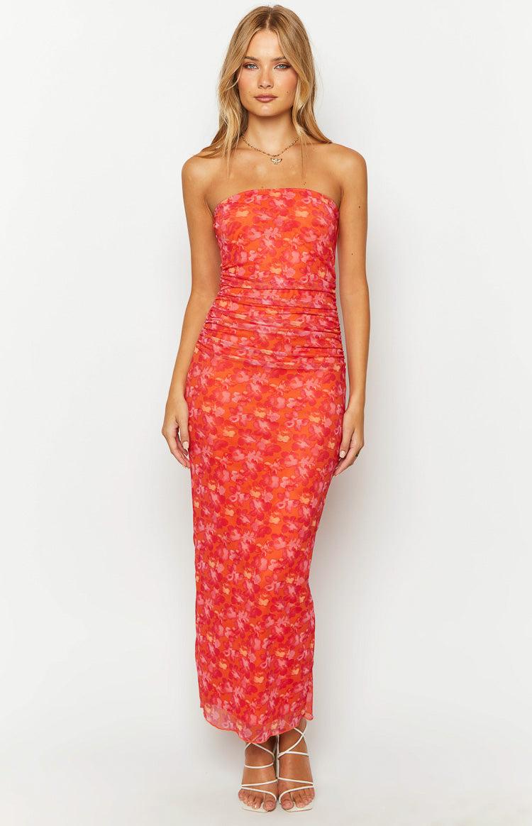 Imogen Orange Floral Print Maxi Dress Product Image