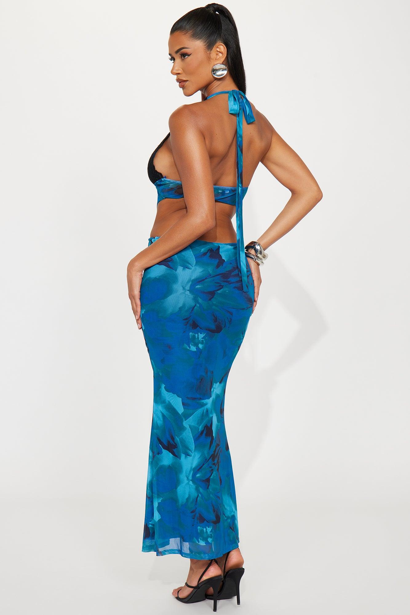 Sylvie Mesh Maxi Dress - Blue/combo Product Image