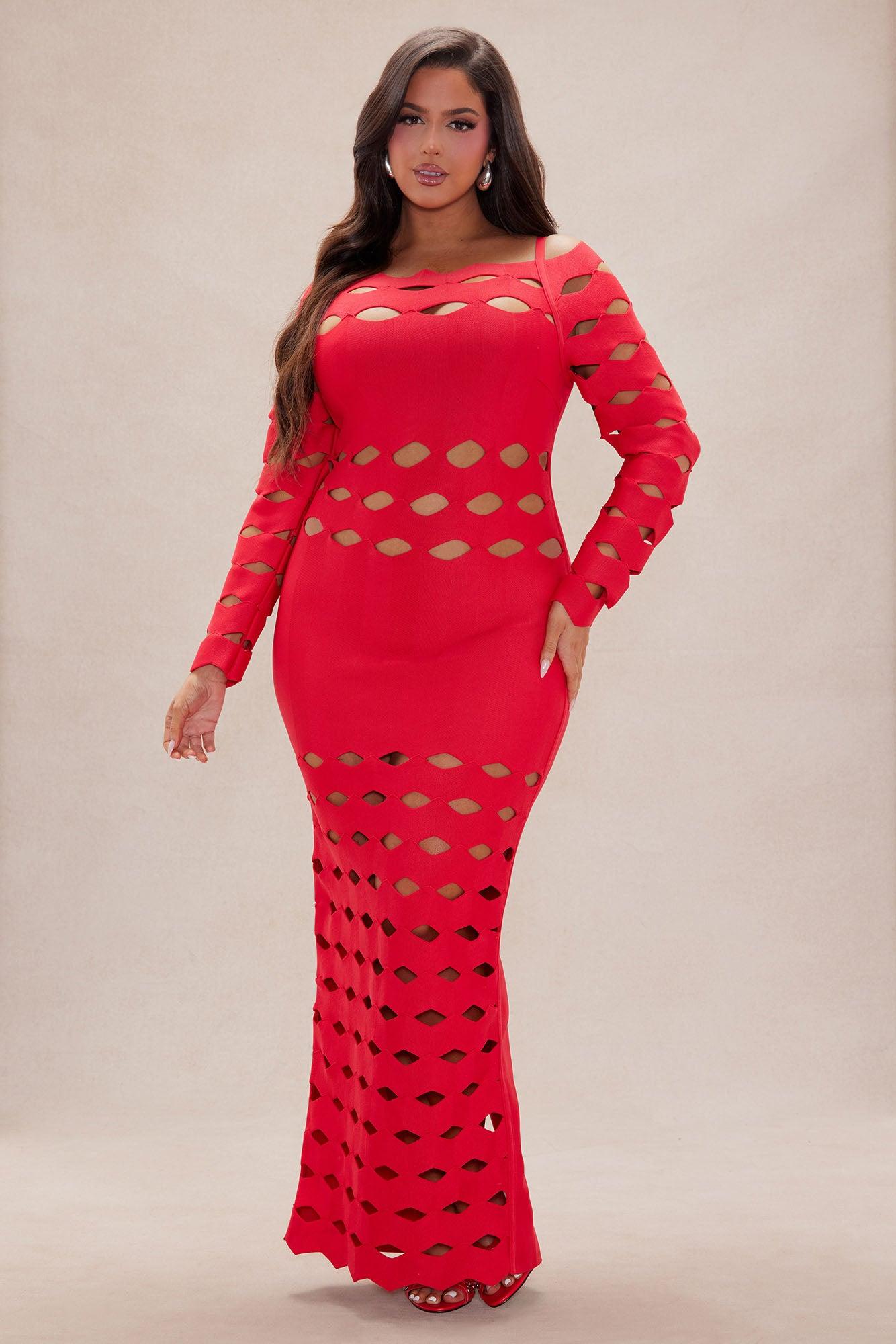Brittney Bandage Maxi Dress - Red Product Image