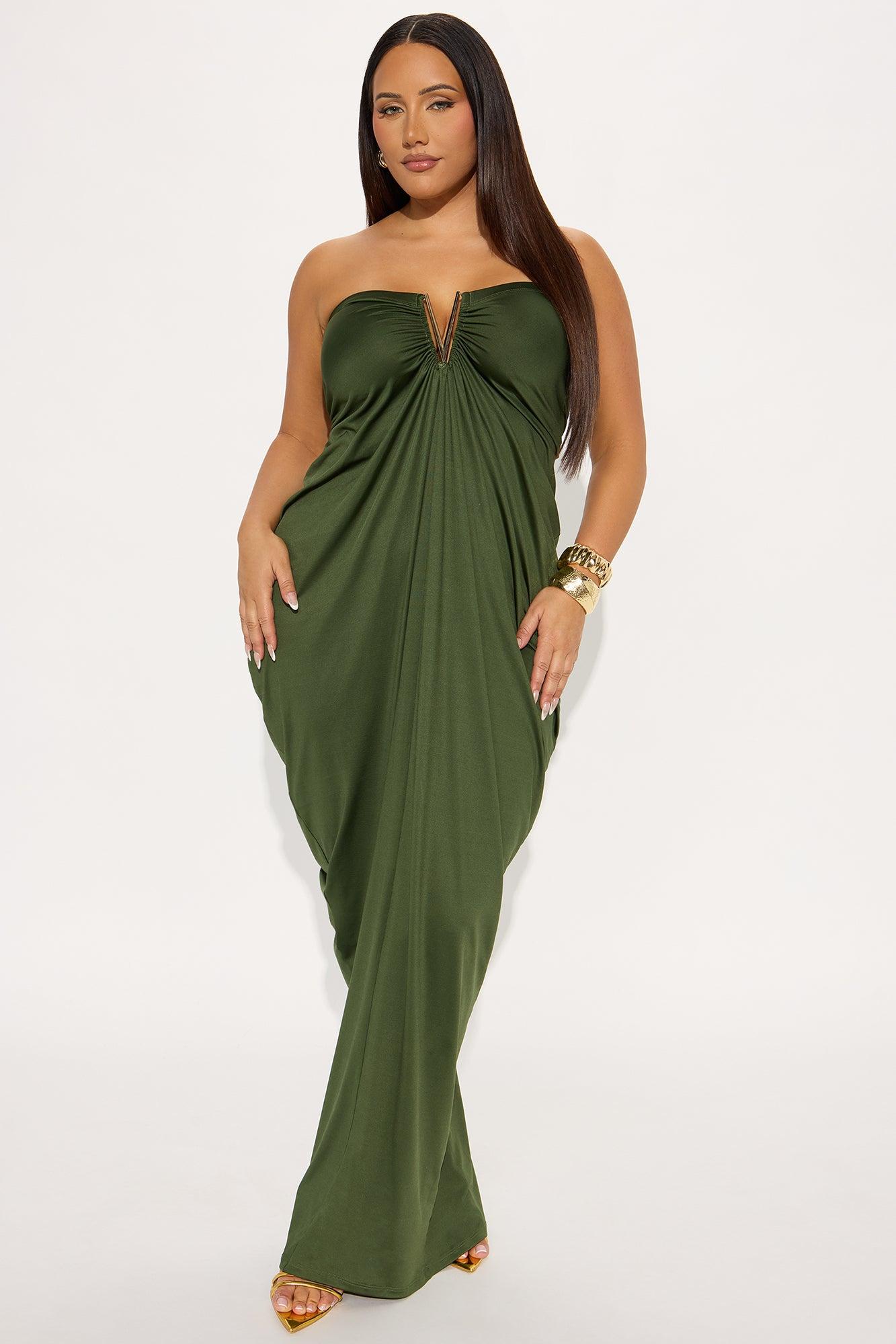 Noelle Strapless Maxi Dress - Olive Product Image