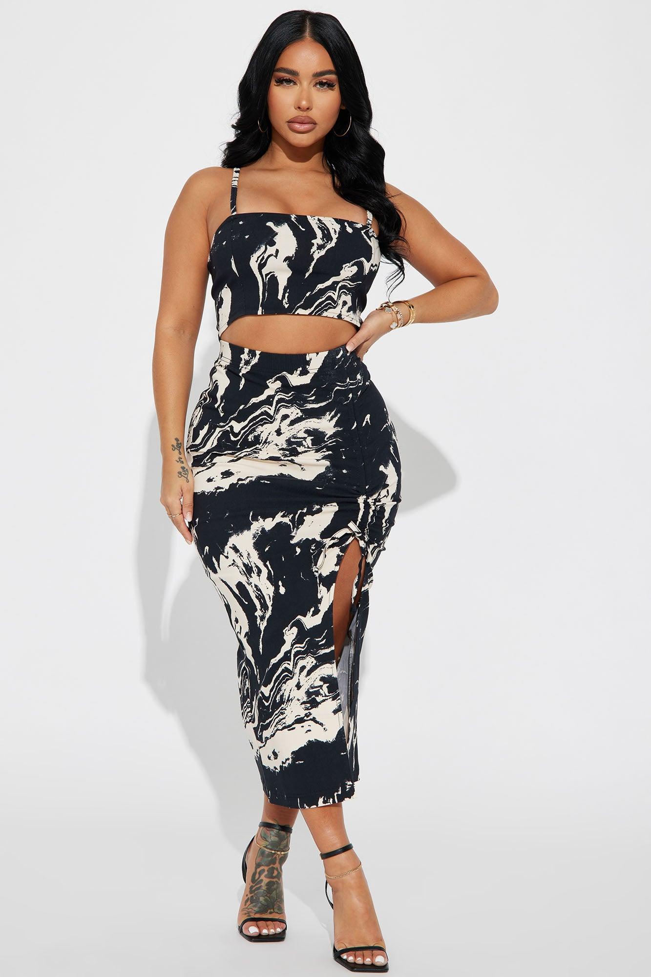 Clear Direction Skirt Set  - Black/White Product Image