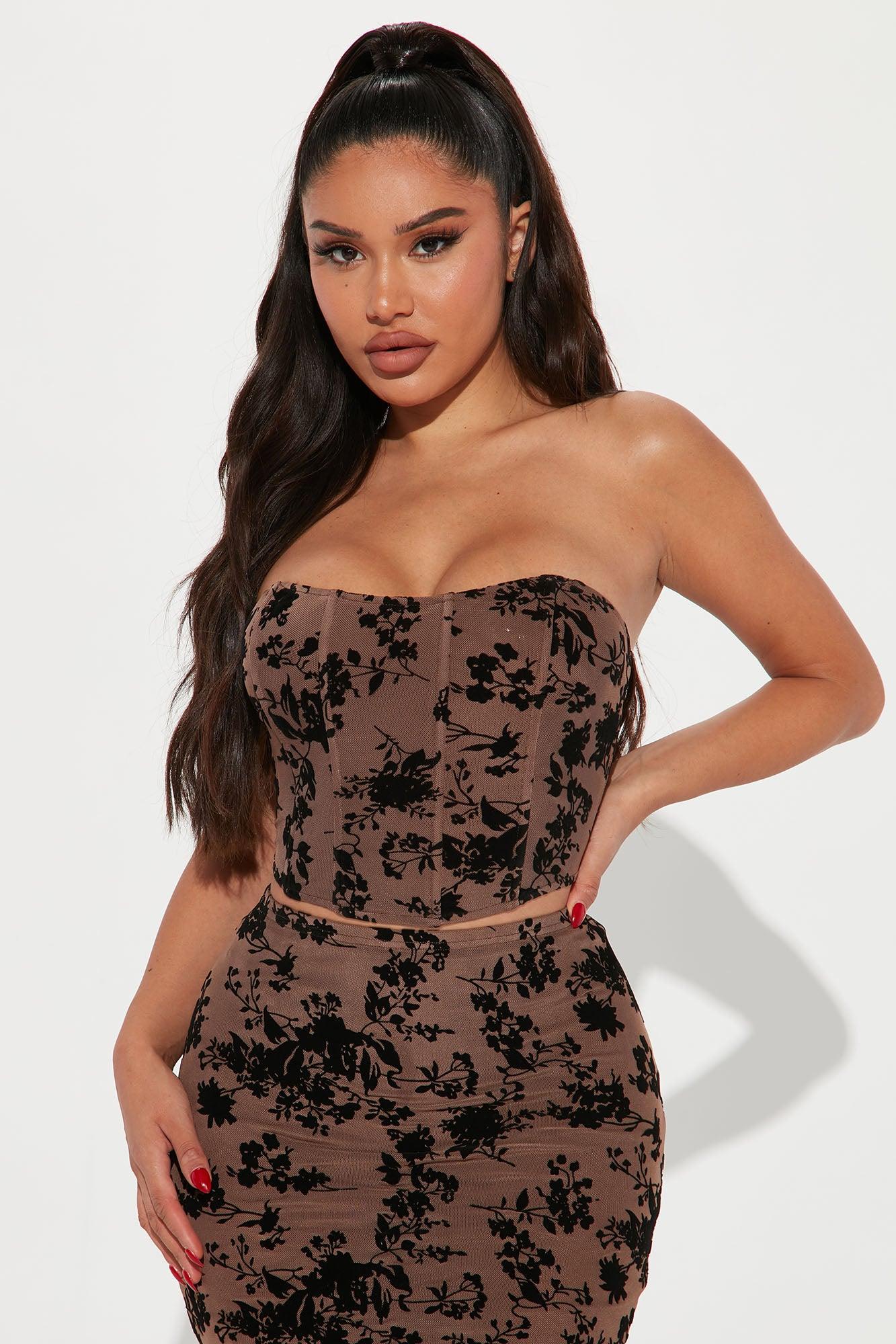 Sweet Serenity Midi Skirt Set - Brown/combo Product Image