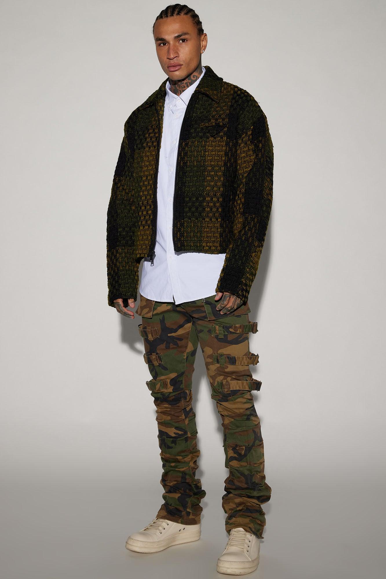 Beverly Tweed Cropped Chore Jacket - Green/combo Product Image