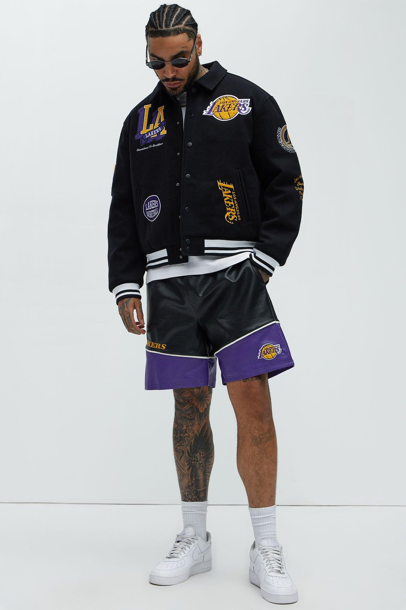 Lakers Ring Leader Varsity Jacket - Black/Yellow Male Product Image