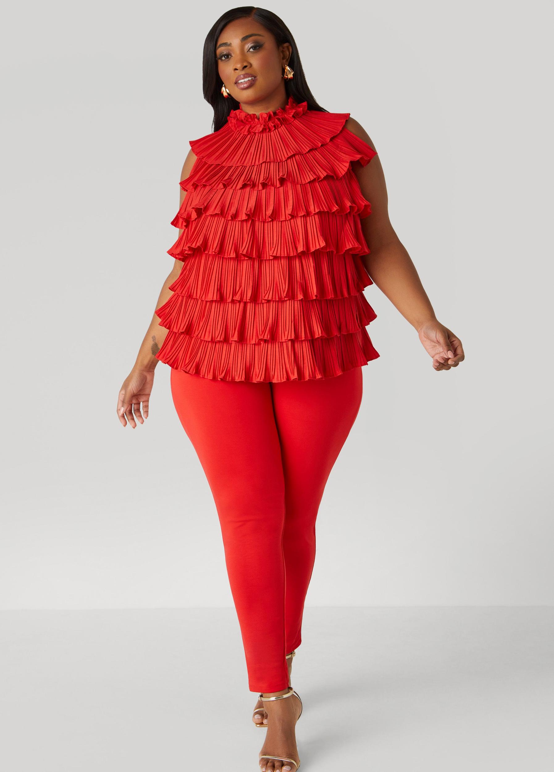 Plus Size Tiered Ruffled Blouse Ashley Stewart Product Image