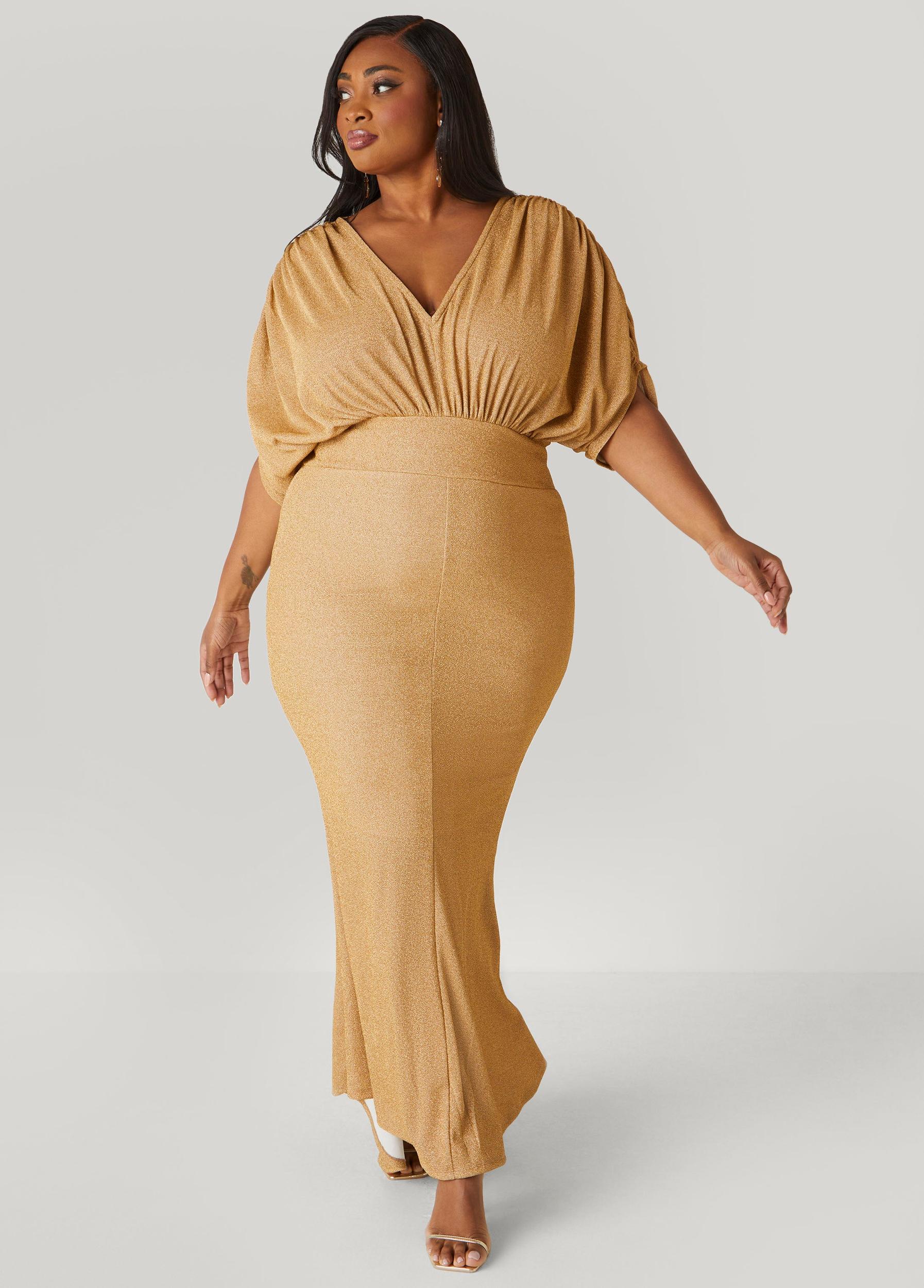 Plus Size Lurex Hi Low Mermaid Gown Ashley Stewart Product Image