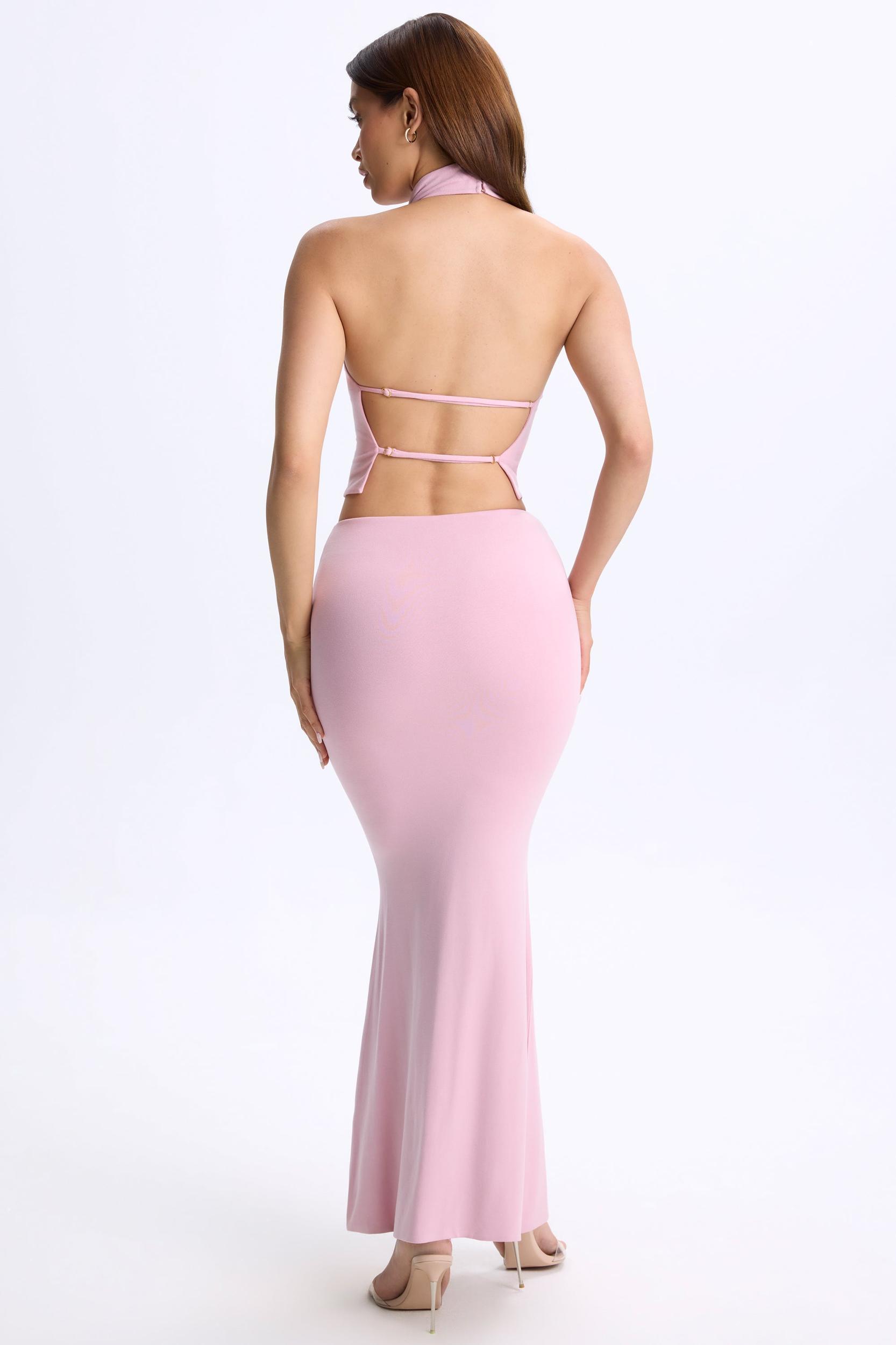 Low-Rise Maxi Skirt in Blush Pink Product Image