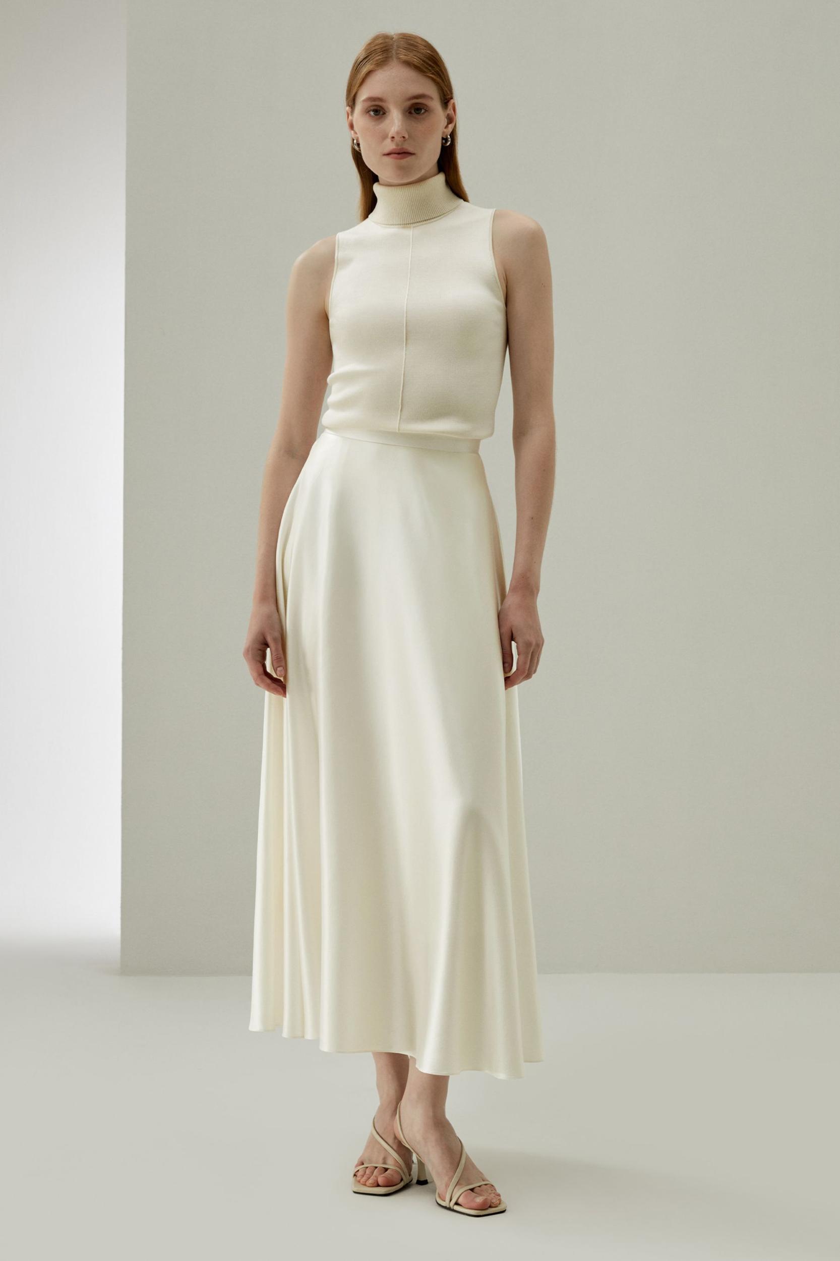 LILYSILK Silk Pleated Skirt for Women Lily White Pure Silk Natural Fluid Sheen Skirt 8 Product Image