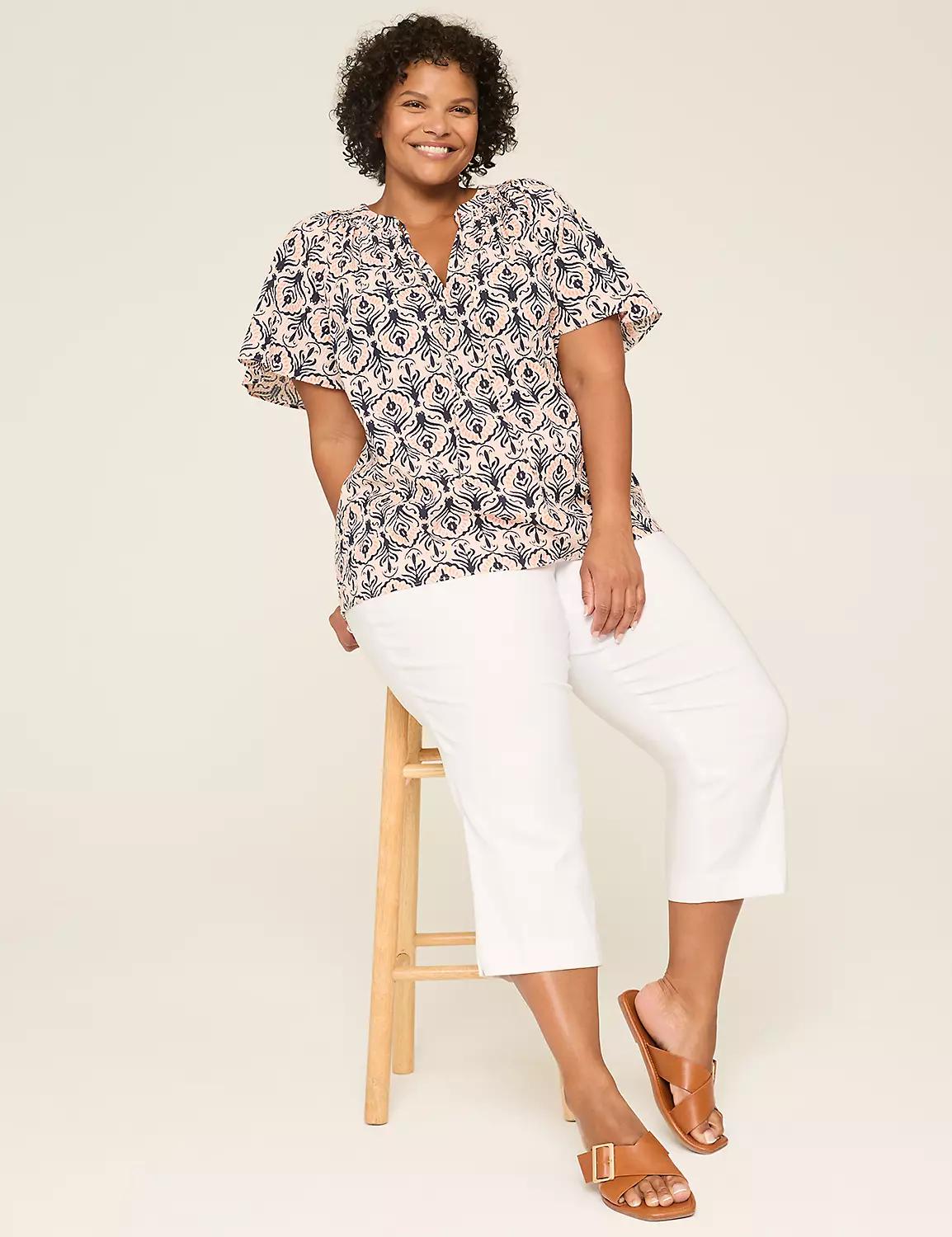 Swing Flutter-Sleeve Popover Blouse Product Image