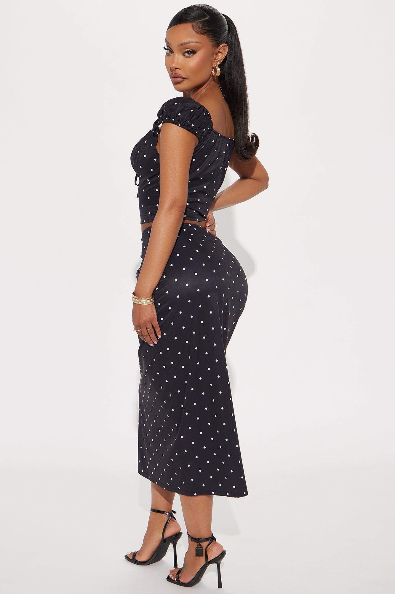 Lilah Polka Dot Skirt Set - Black Product Image