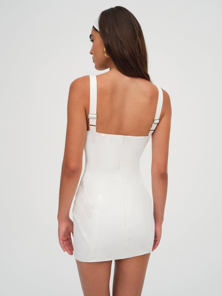 Tilly Denim Mini Dress — White Product Image