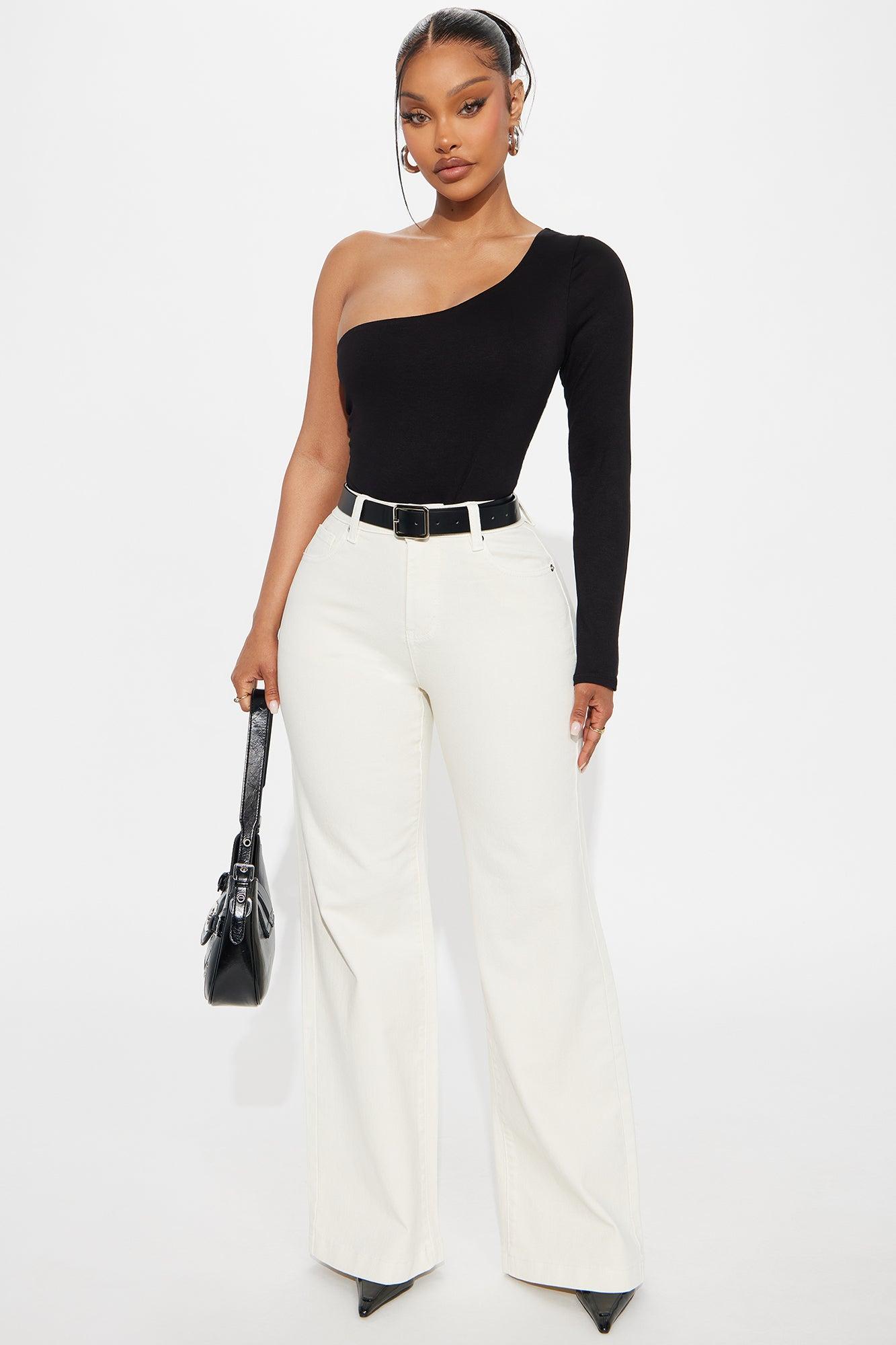 Juniper Long Sleeve One Shoulder Bodysuit - Black Female Product Image