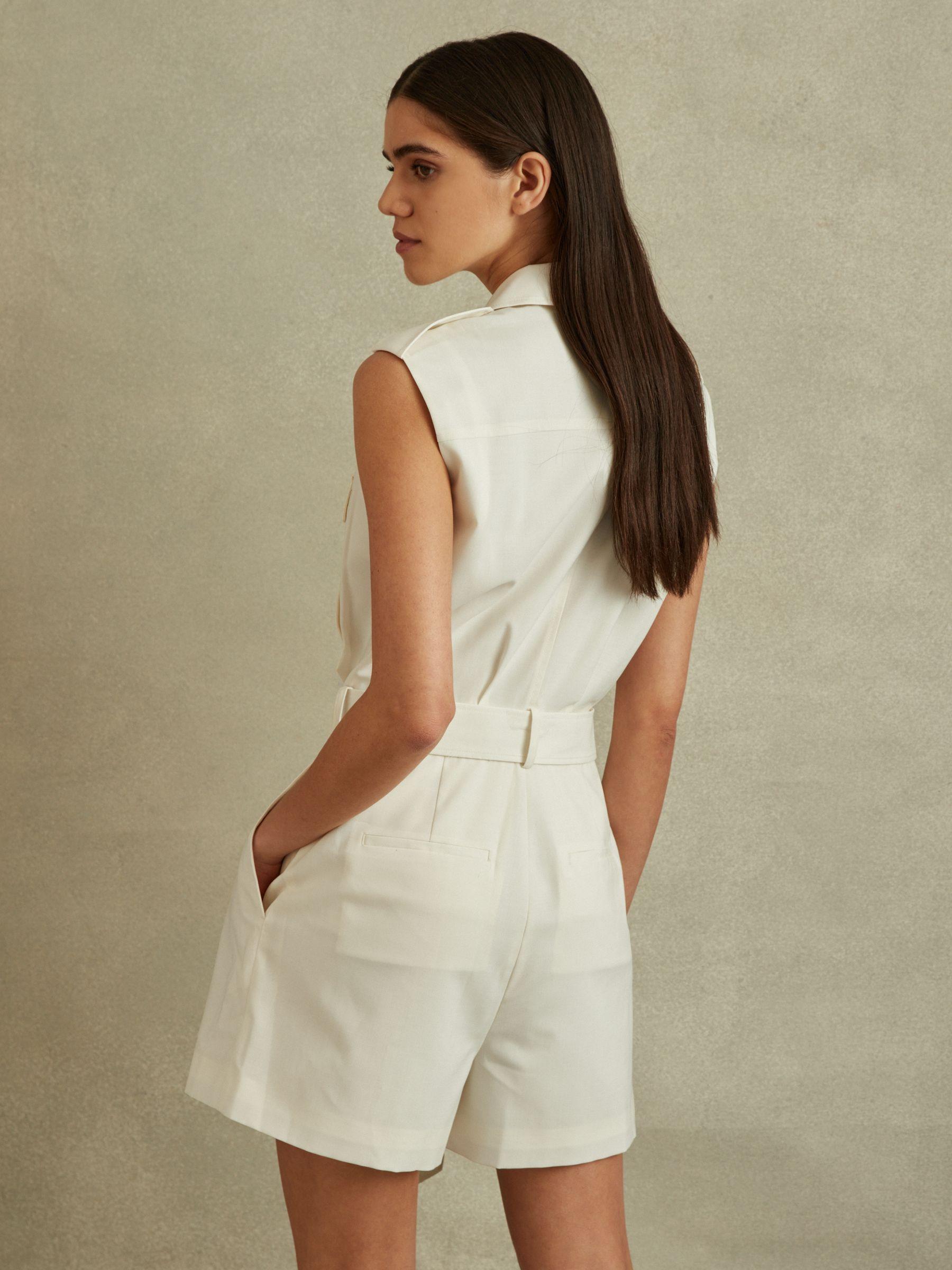 Wool Blend Double Breasted Playsuit in Ivory Product Image