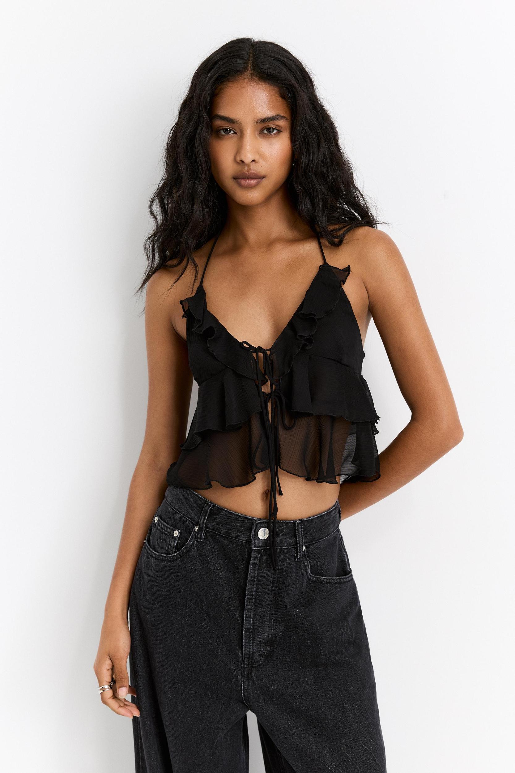 Ruffled top with bow Product Image