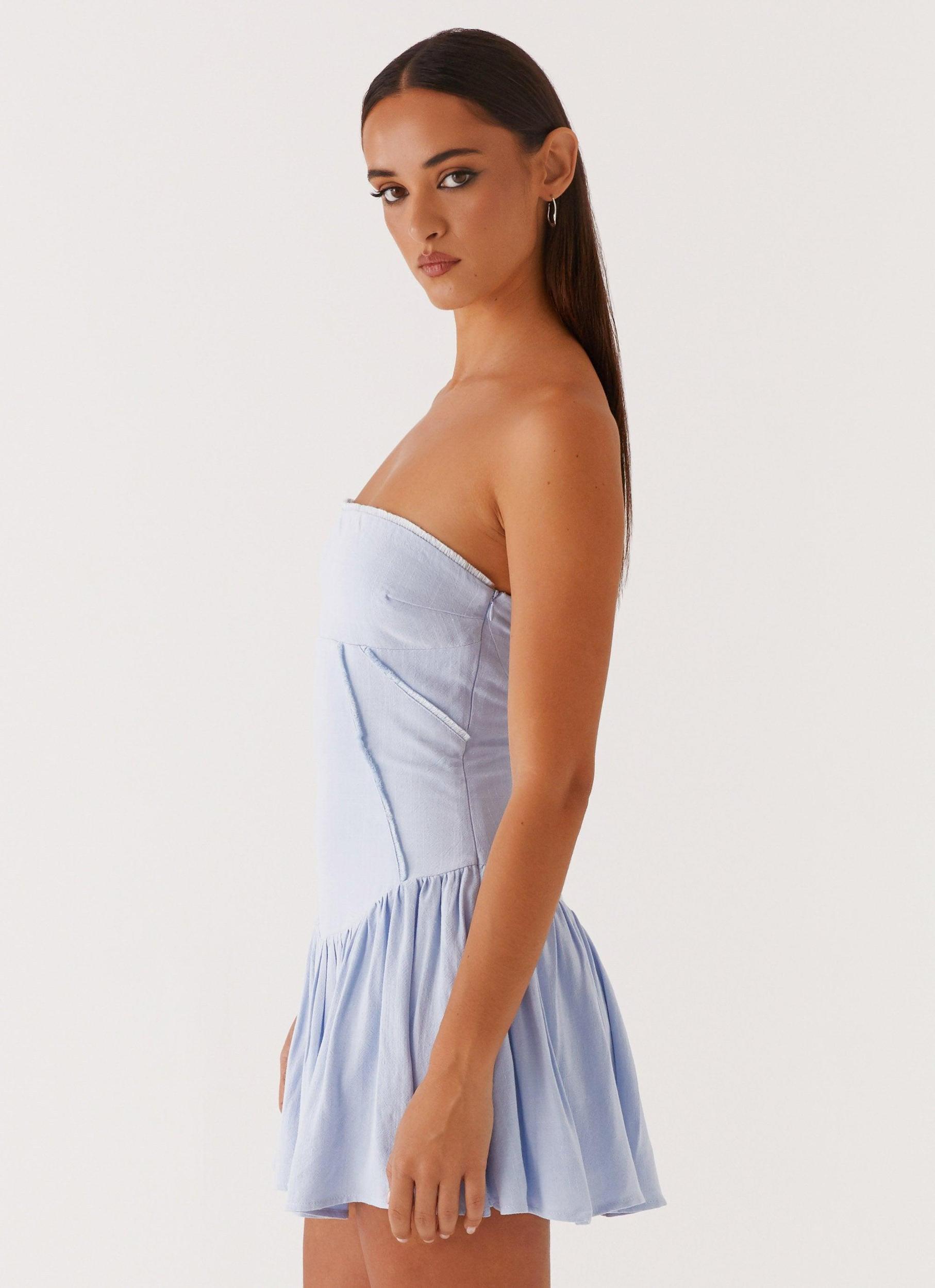 Larnie Linen Mini Dress - Blue Product Image