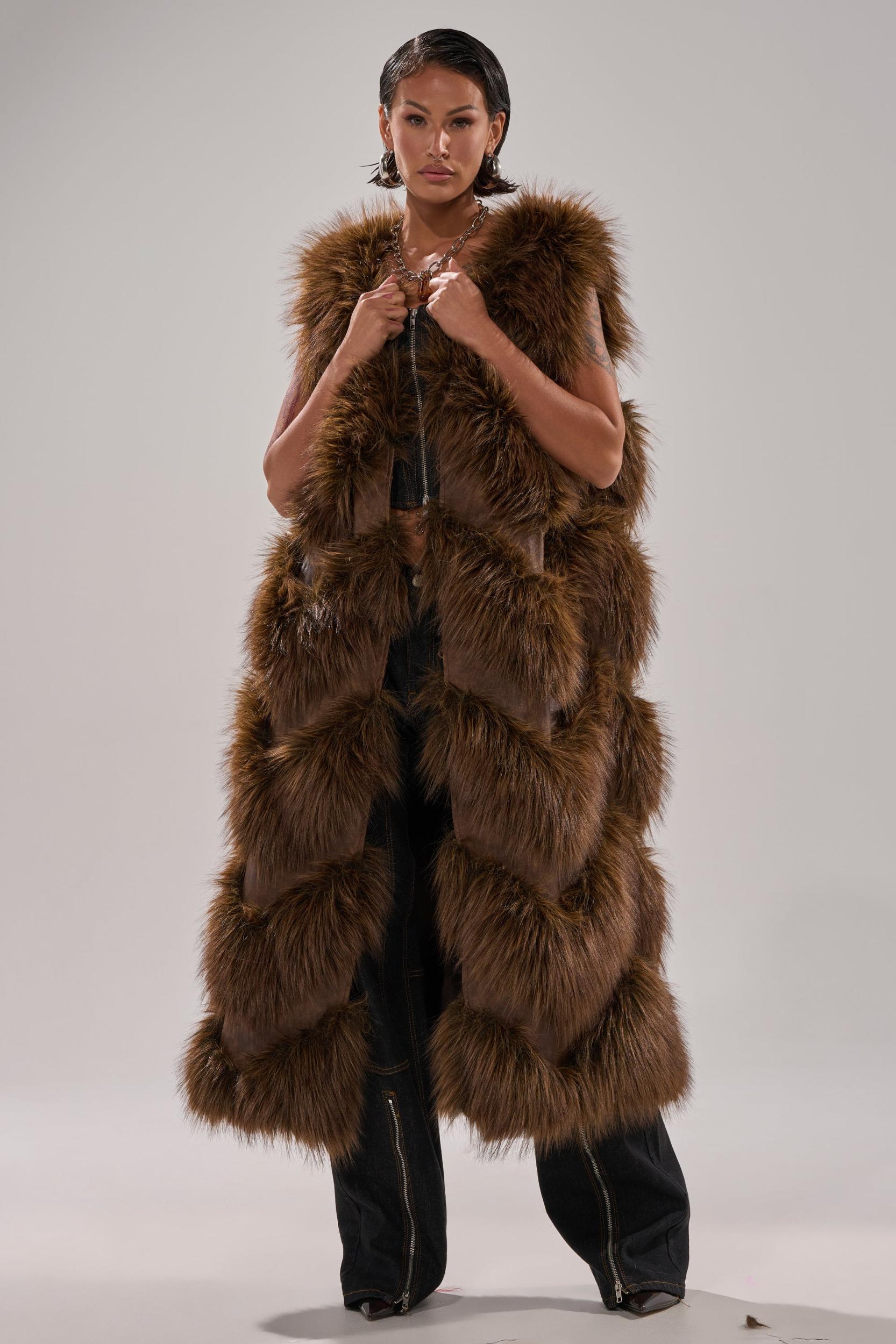 CAN'T BE BOTHERED PANELED FUR VEST Product Image