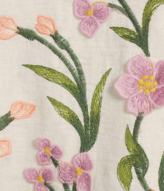 Antonio Melani Riviera Floral Embroidered Linen Sheath Skirt Product Image