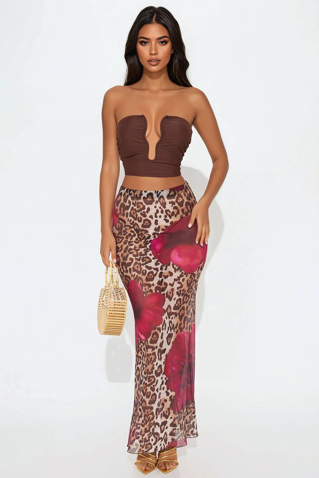 Skyla Ruched Double Lined Tube Top - Chocolate Product Image