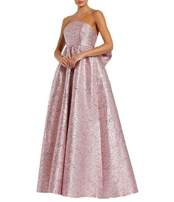 Mac Duggal Metallic Brocade Strapless Sleeveless Back Bow Gown Product Image