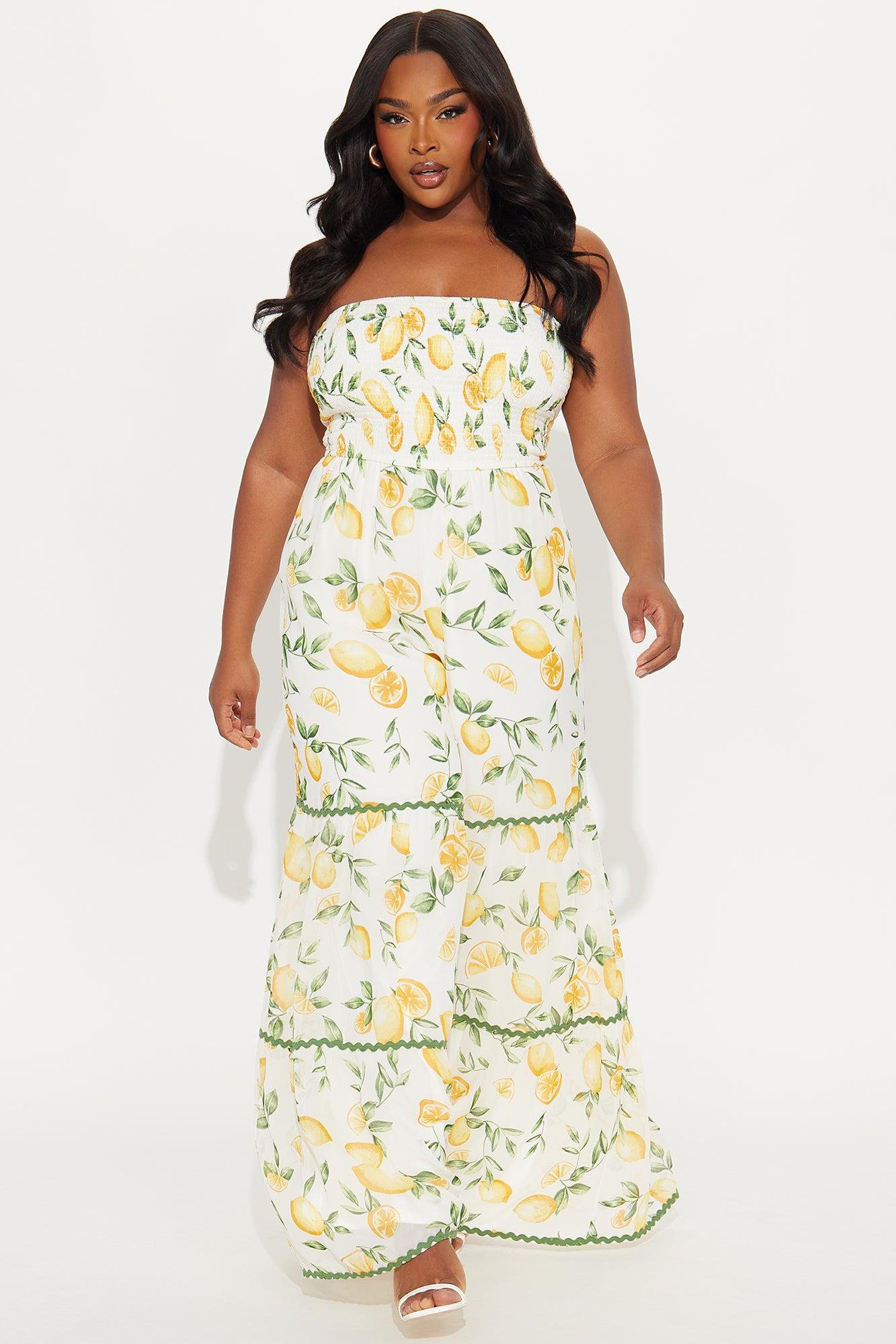 Brighten Your Day Fruit Print Jumpsuit - Yellow/combo Product Image