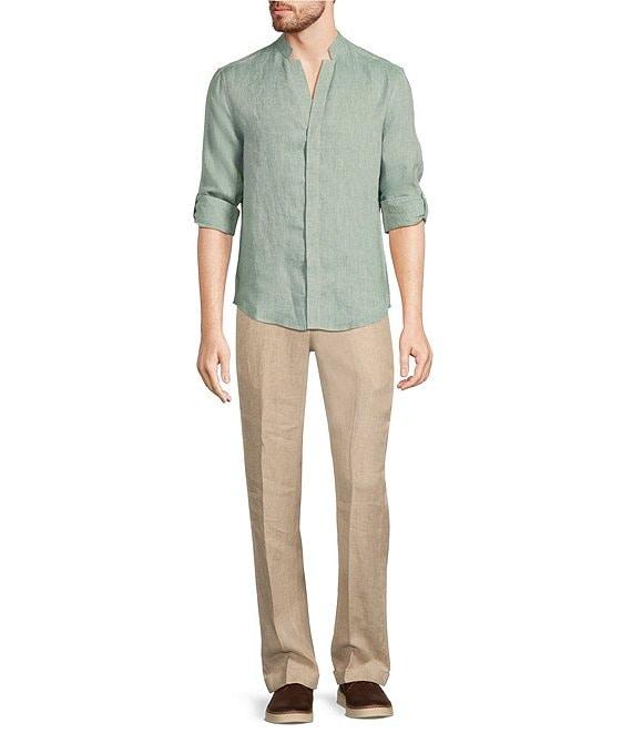 Murano Baird McNutt Linen Classic Fit Mandarin Collar Long Sleeve Woven Shirt Product Image