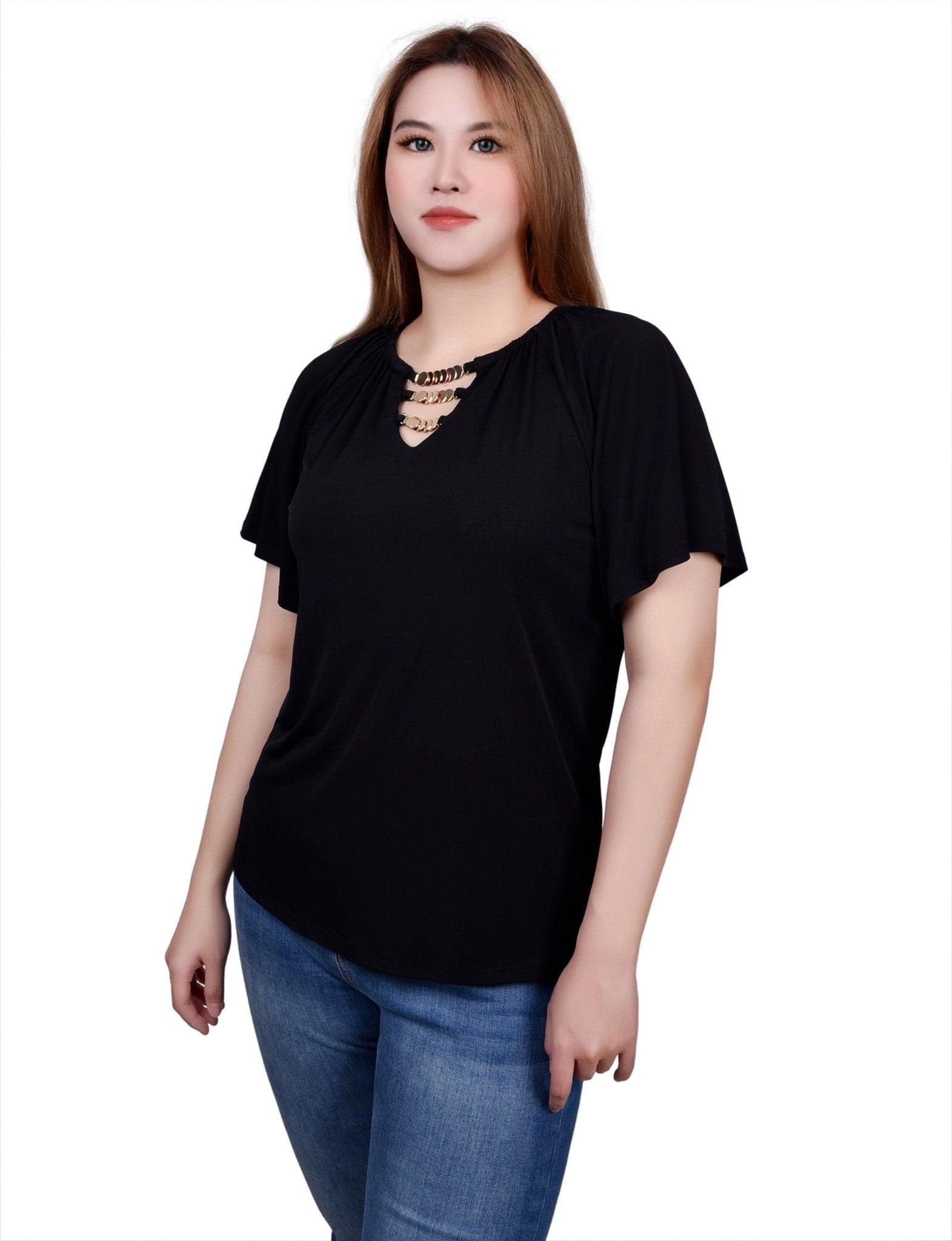 Raglan Sleeve Top With Chain Details Product Image