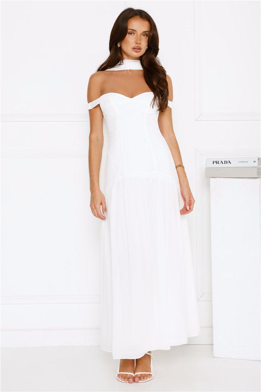 The Style Spotlight Off Shoulder Maxi Dress White Product Image