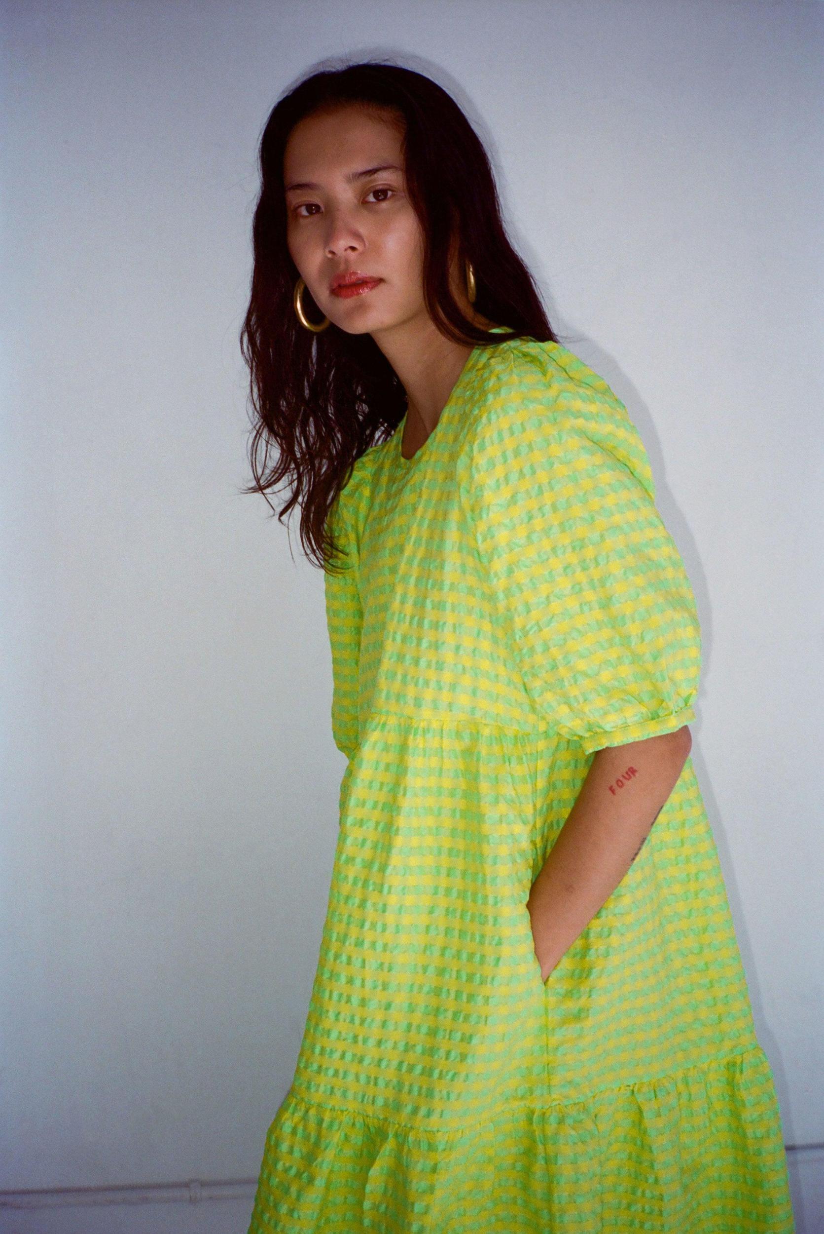 Rosemary Dress - Acid Apple Gingham Product Image