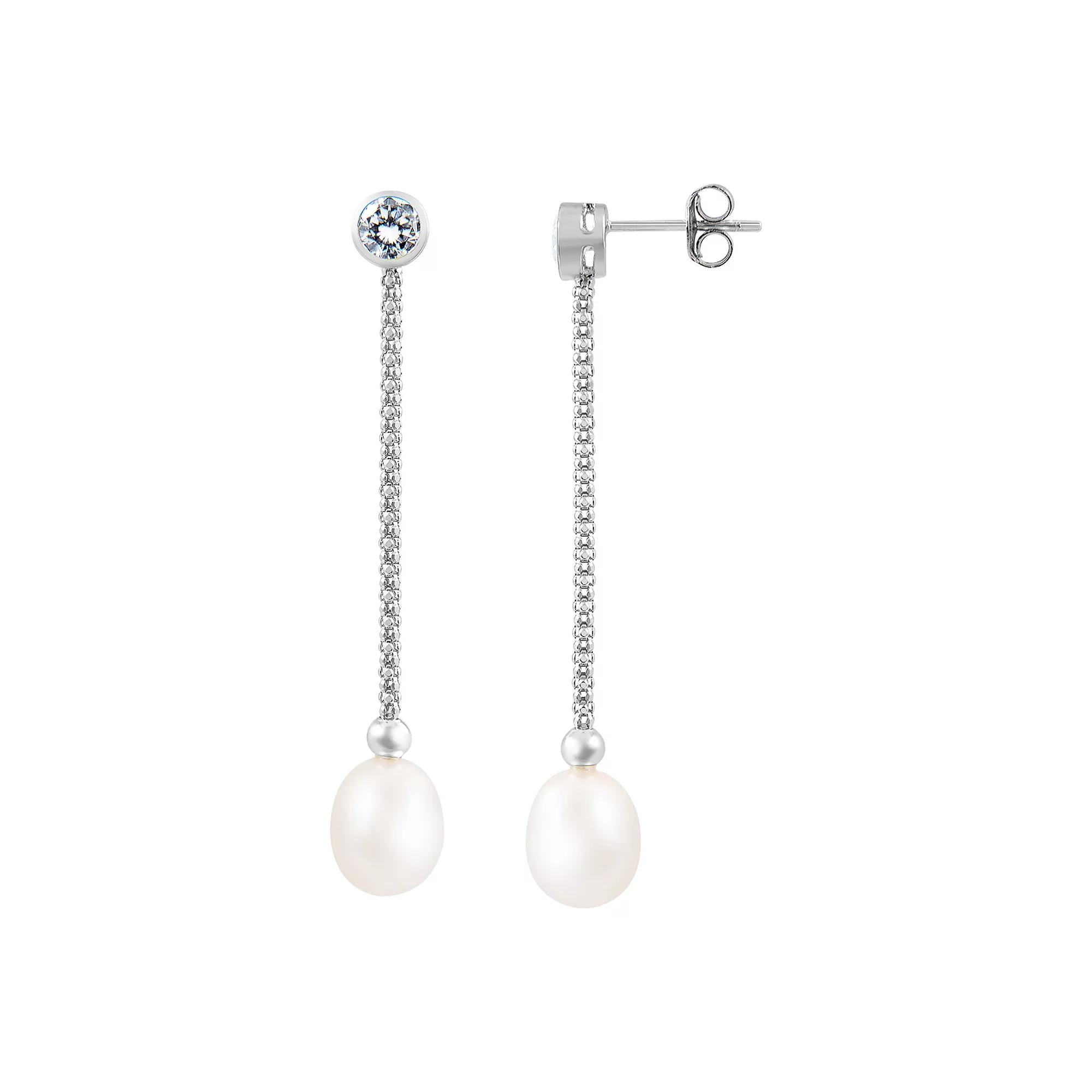 Sterling Silver Freshwater Cultured Pearl Drop Earrings, Women's Product Image