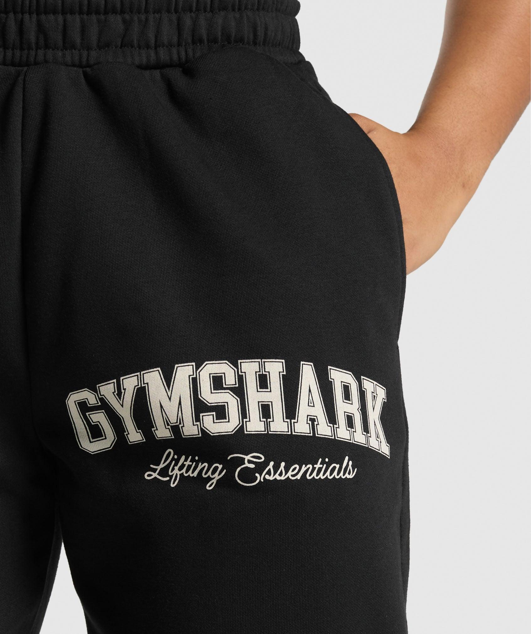 Gymshark Lifting Essentials Graphic Brushed Oversized Joggers - Black Female Product Image