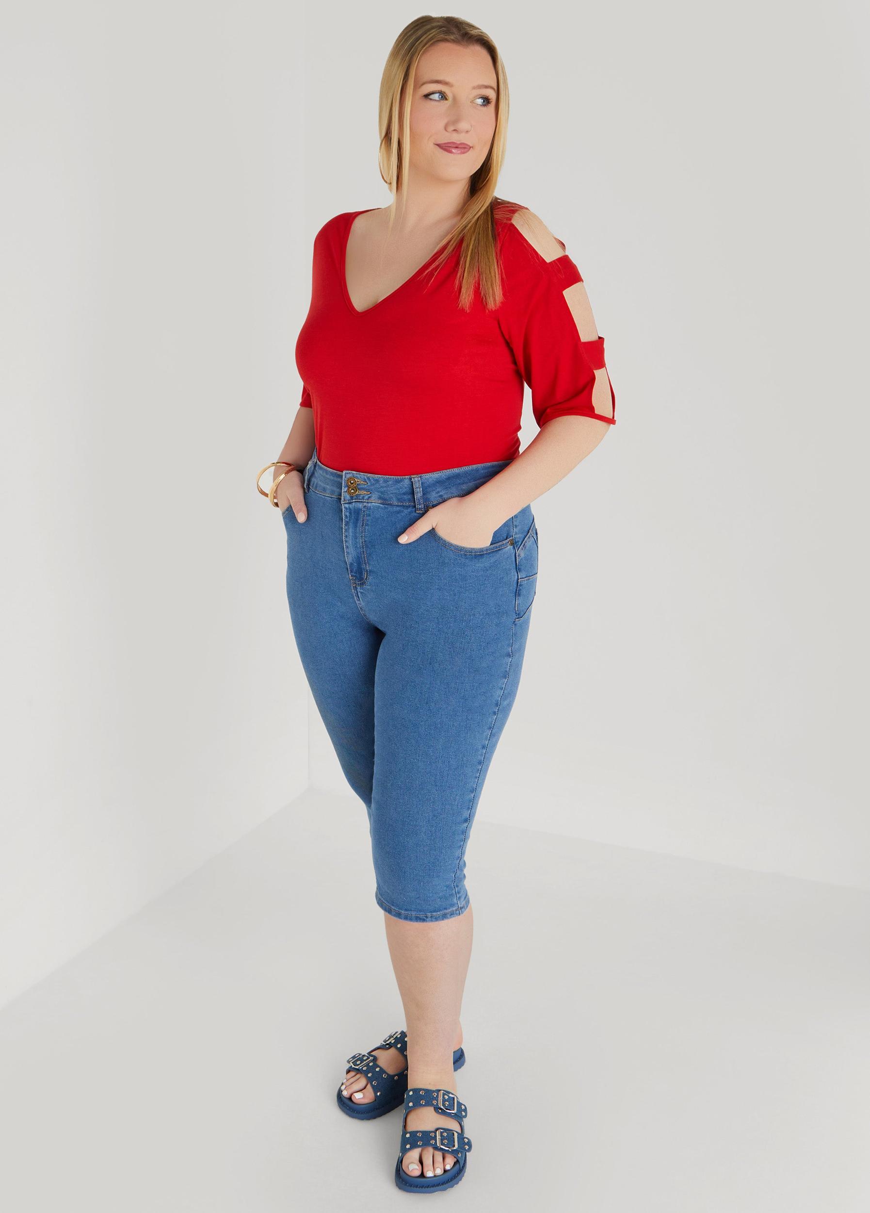 Plus Size Cutout Sleeve Jersey Top Ashley Stewart Product Image