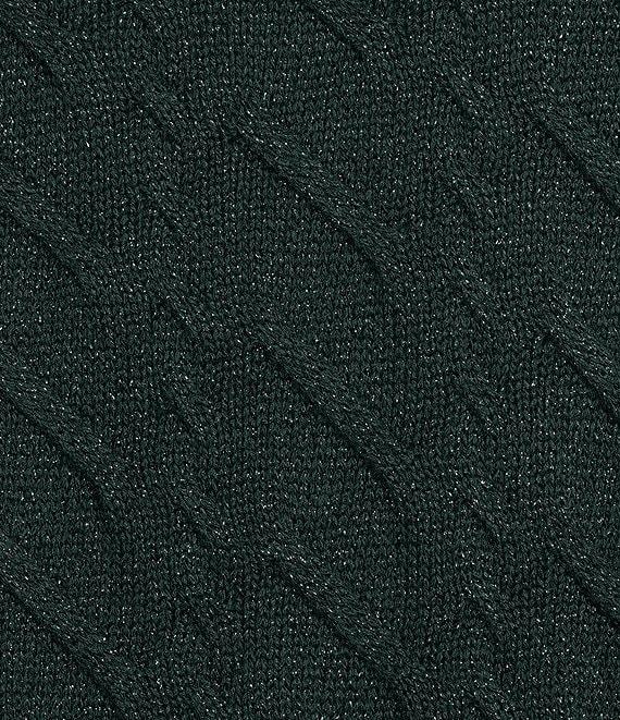 Calvin Klein Metallic Cable Knit Crew Neck Long Sleeve Top Product Image