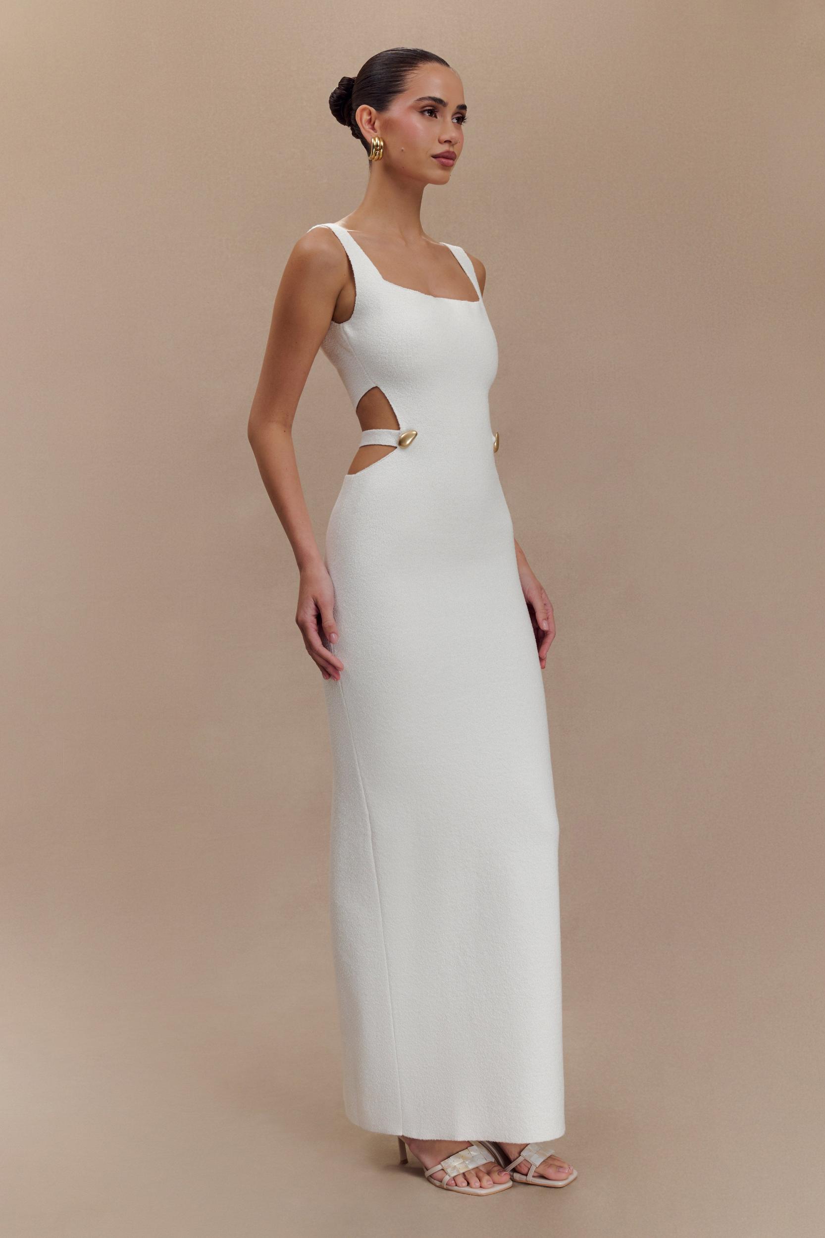 Alysanne Cut Out Knit Maxi Dress - White Product Image