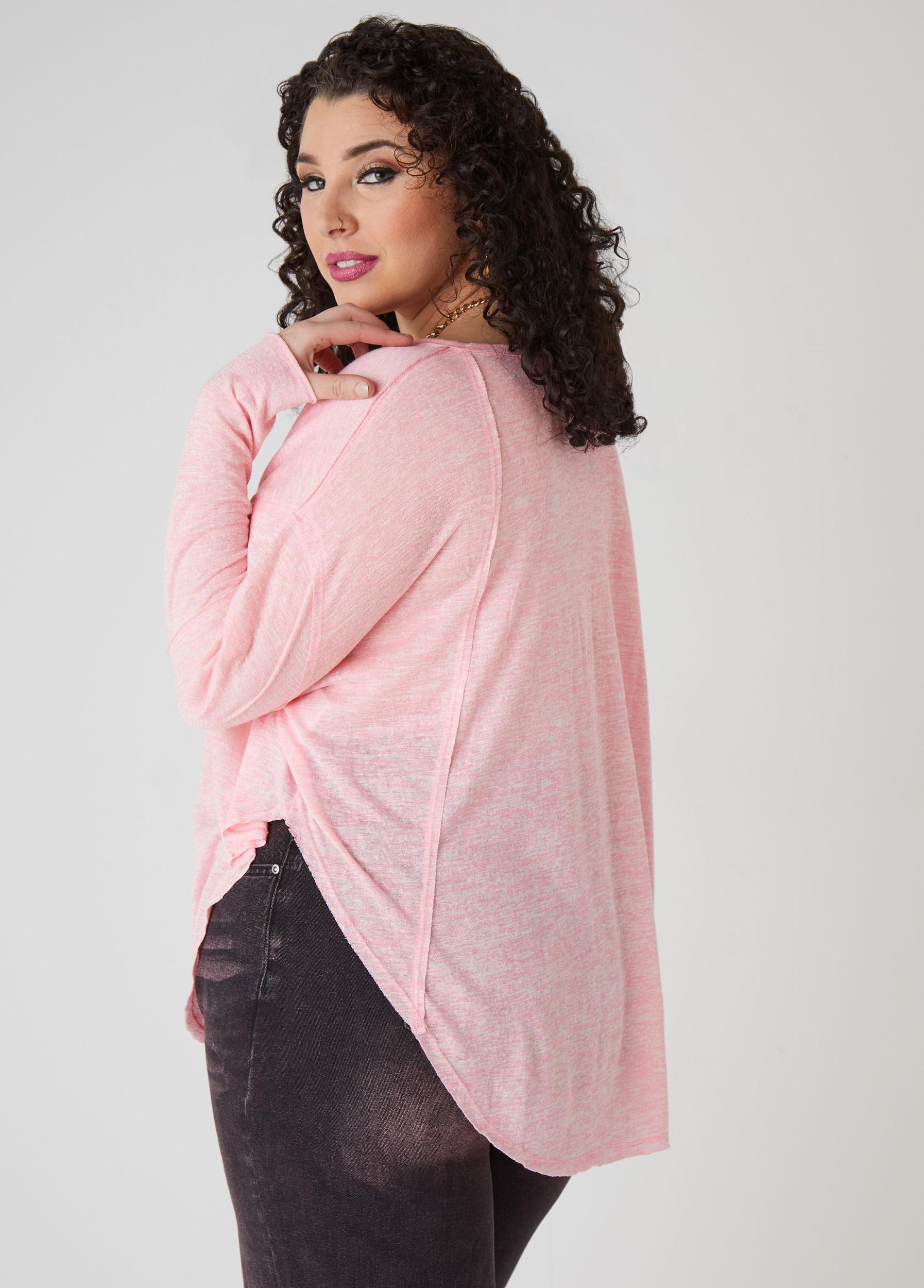 Plus Size Slub Knit V Neck Top Ashley Stewart Product Image