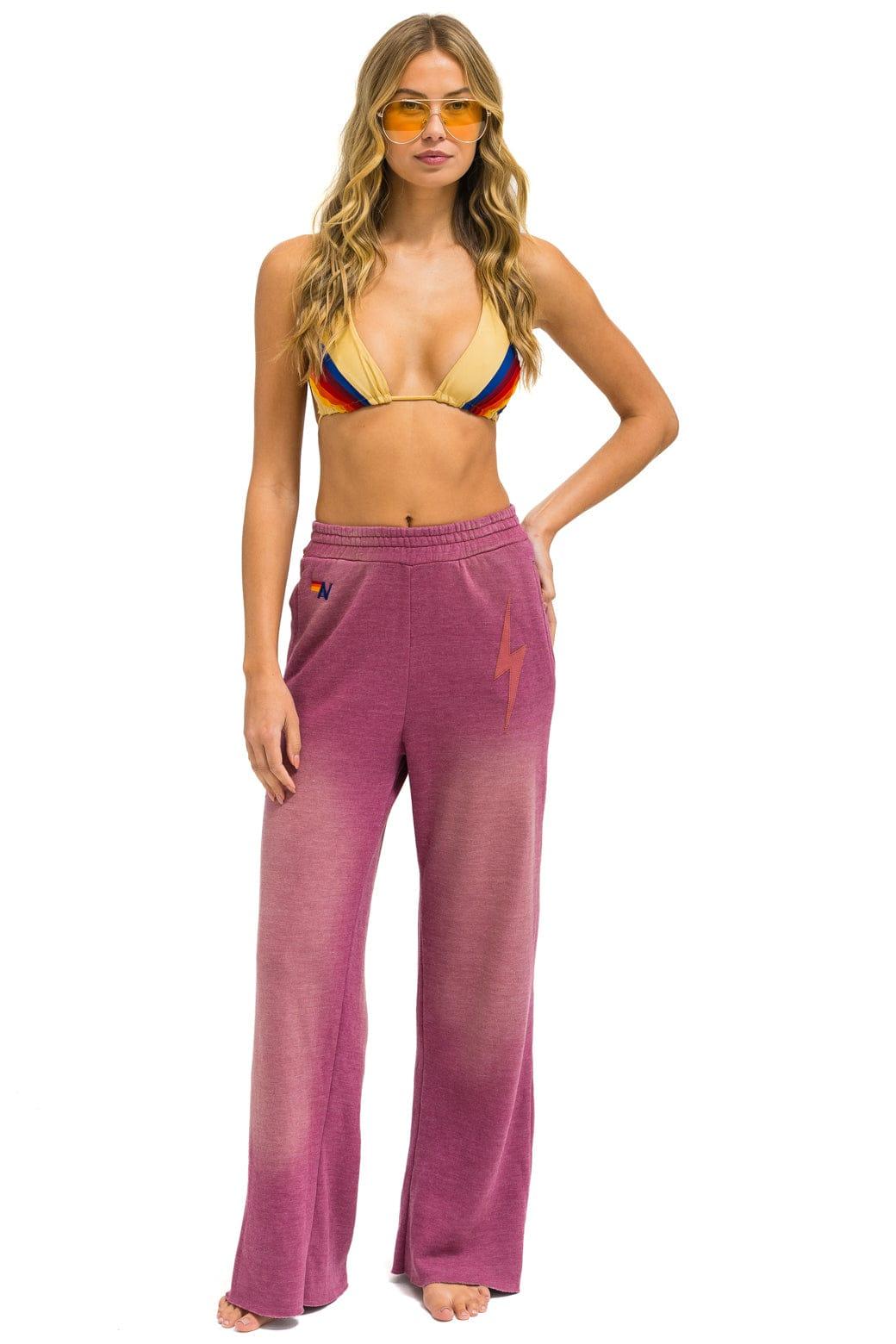 BOLT STITCH WIDE LEG POCKET SWEATPANTS - FADED BERRY Female Product Image