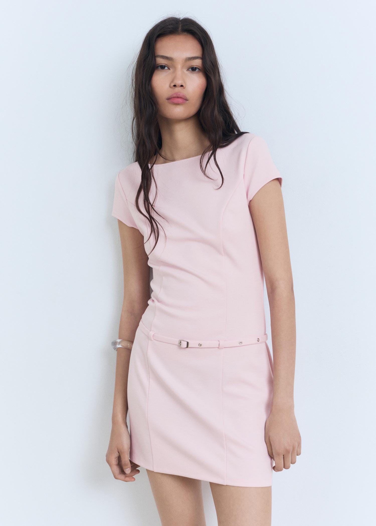 Short belted dress - Women | MANGO USA Product Image