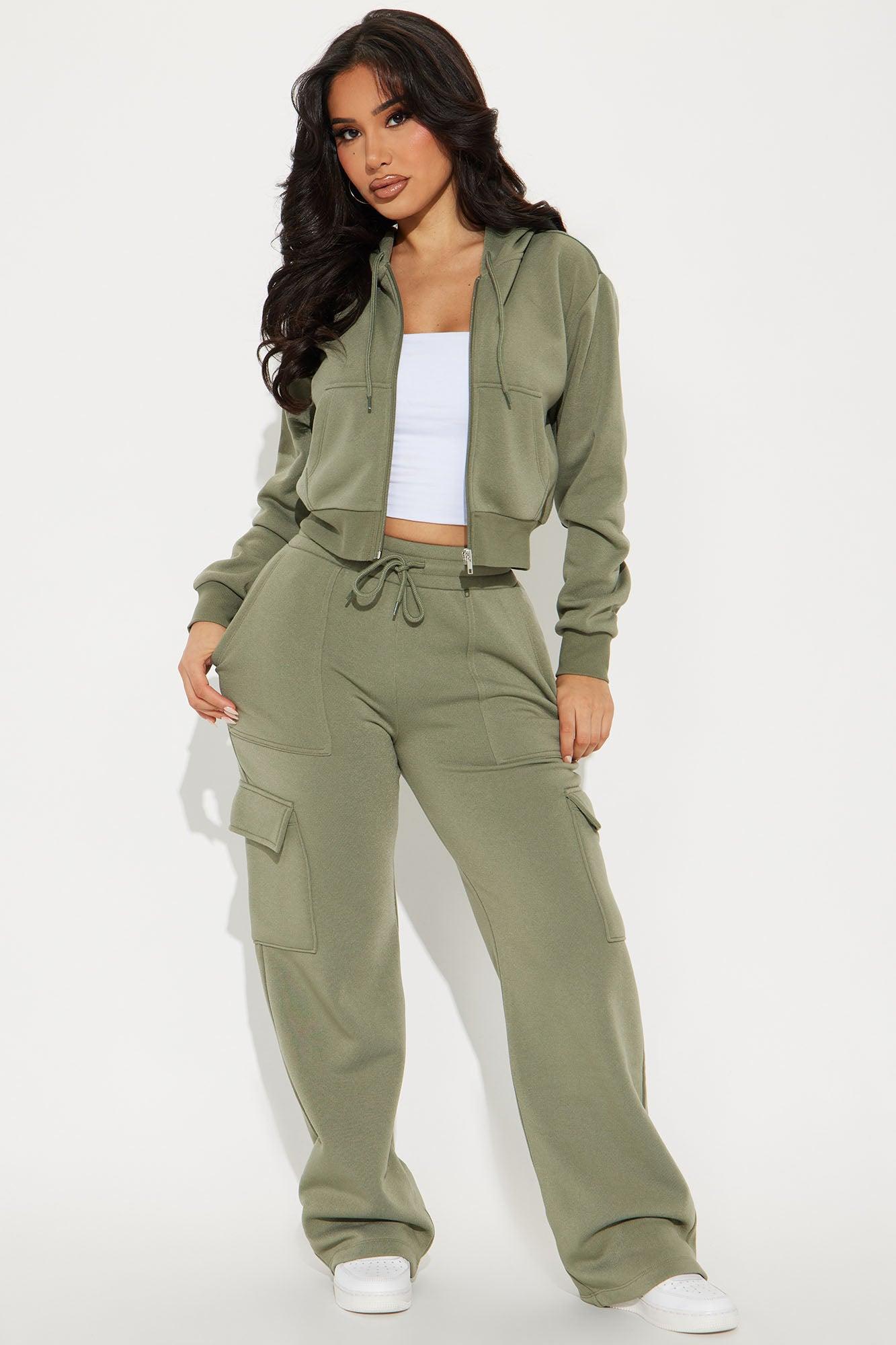 Kinsley Cropped Hoodie - Olive Product Image