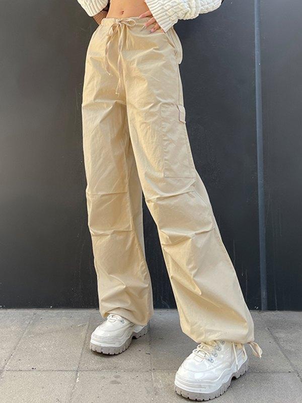 Patched Detail Low Waist Cargo Pants Product Image