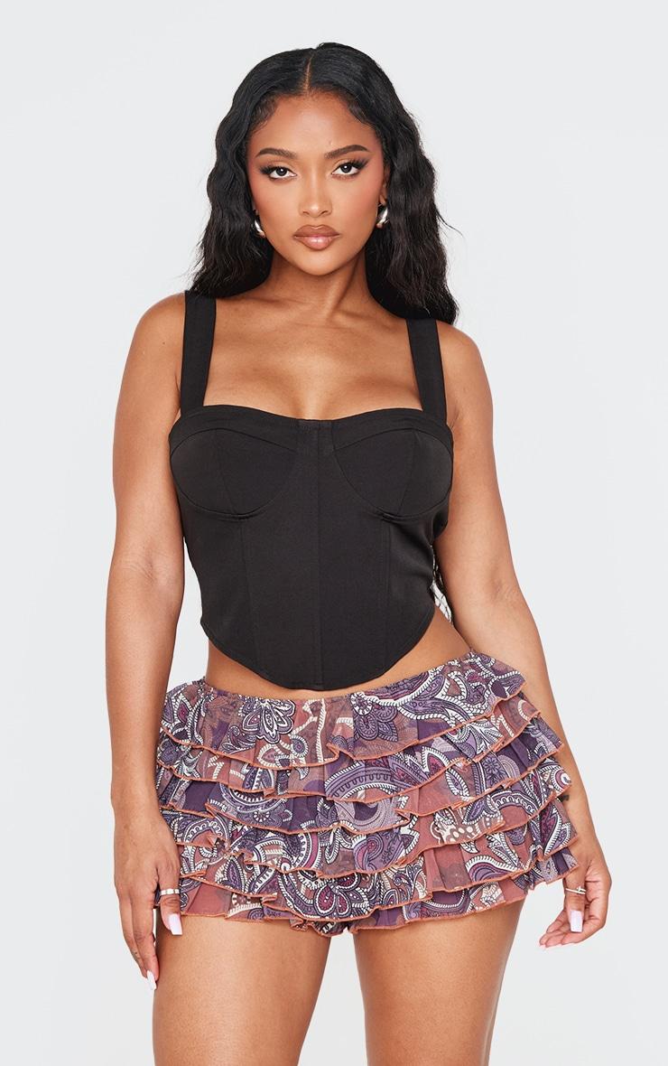 Shape Purple Paisley Print Frill Bloomer Shorts Product Image