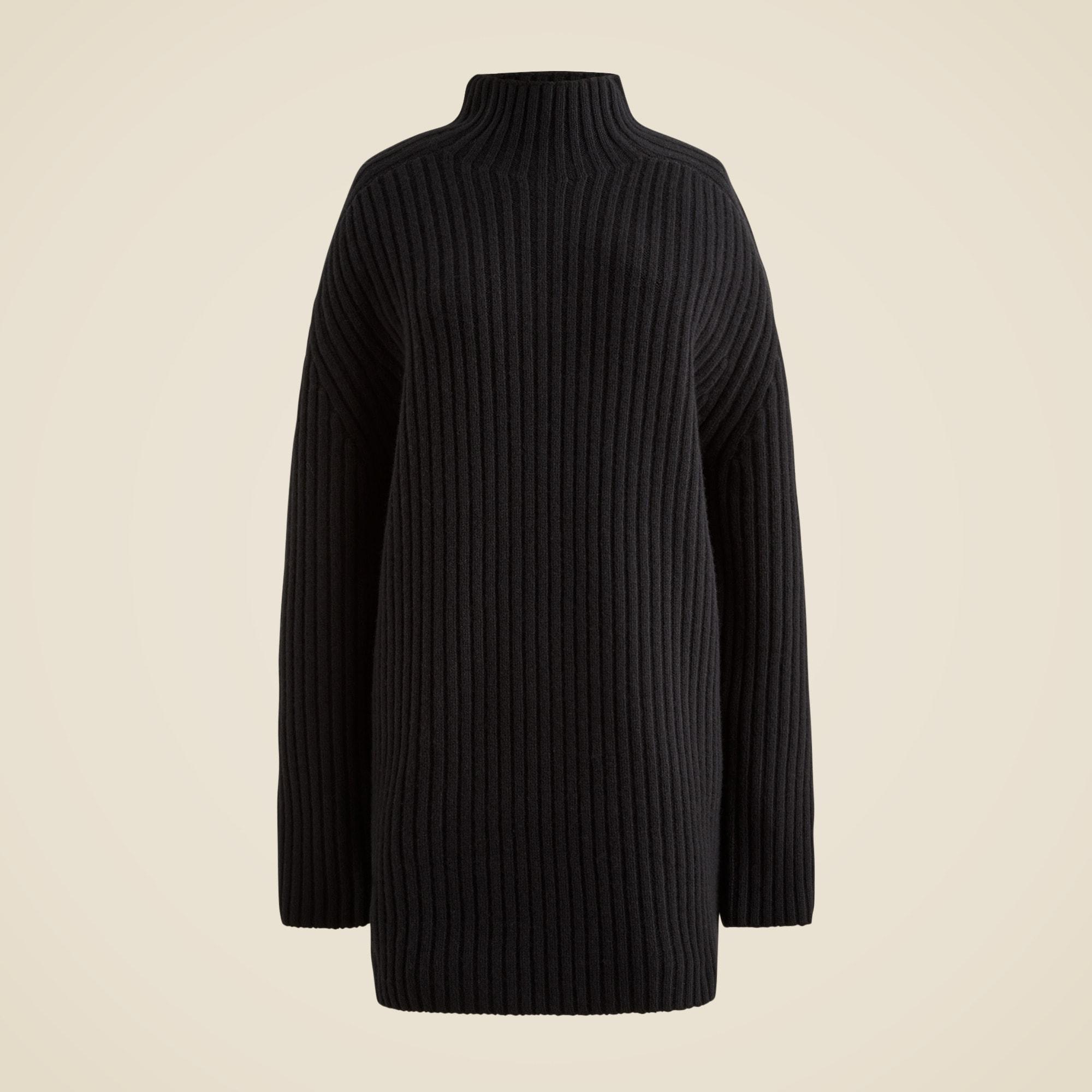 Ribbed turtleneck mini sweater-dress in vintage wool Product Image