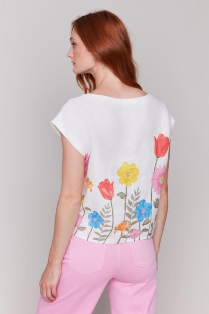 Flower Print Tie Front Top Product Image