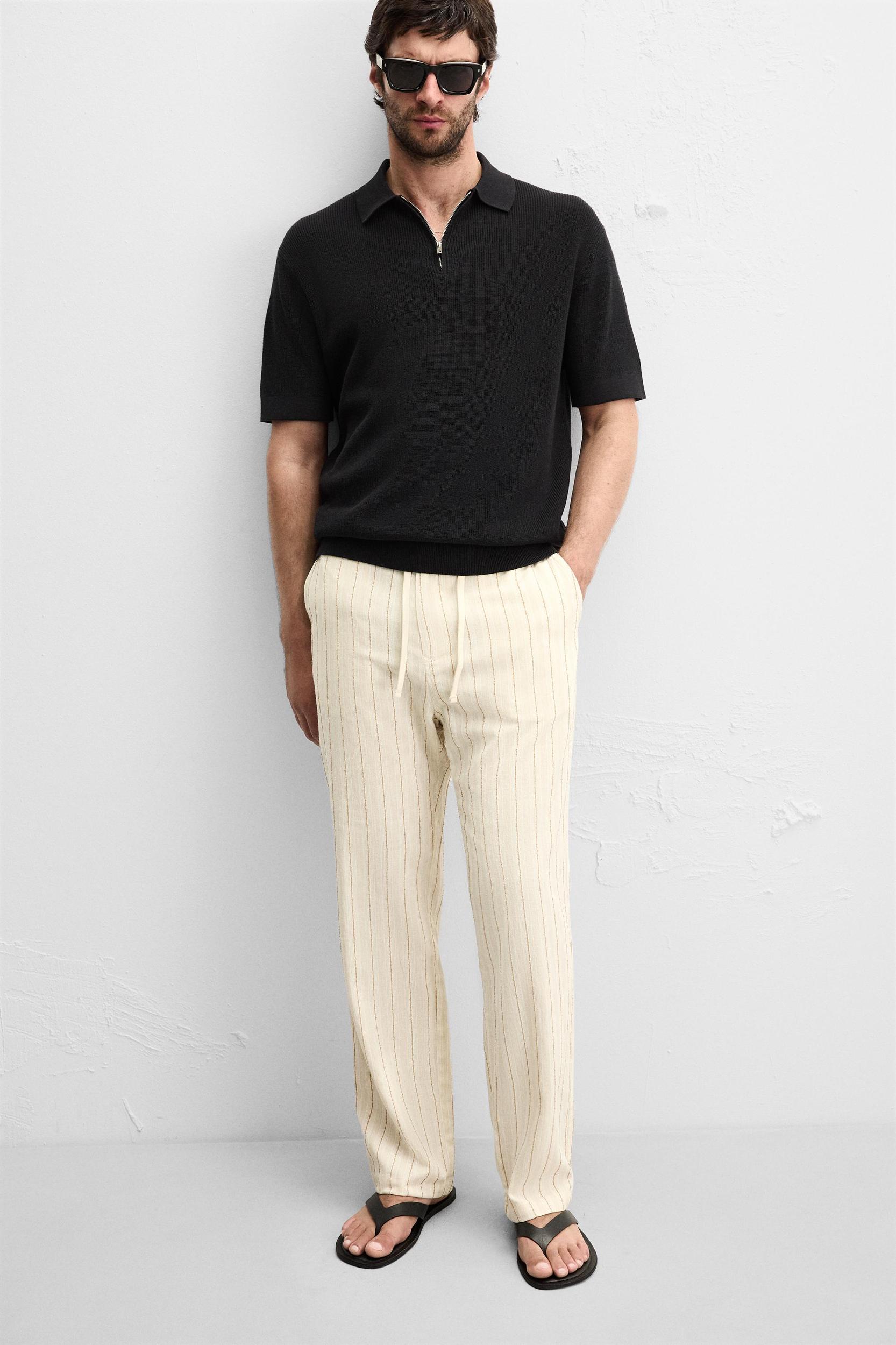 JACQUARD STRIPED PANTS Product Image