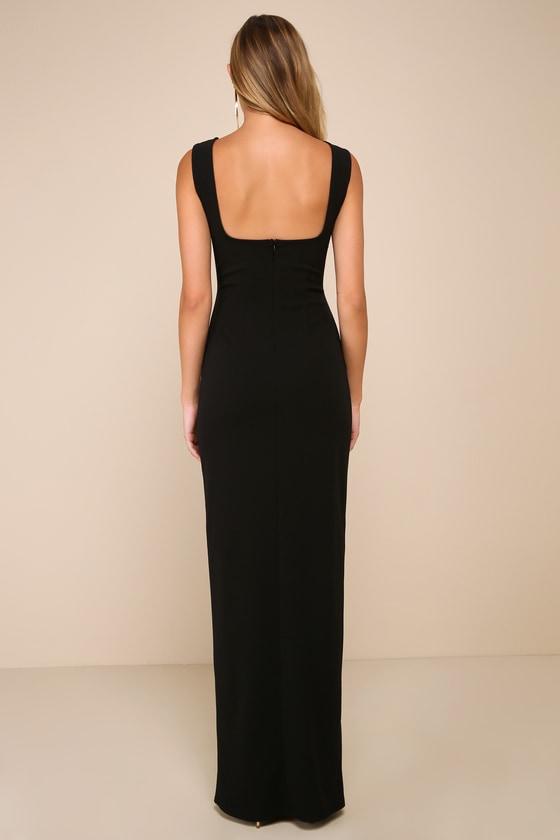 Inspiring Allure Black Square Neck Column Maxi Dress Product Image