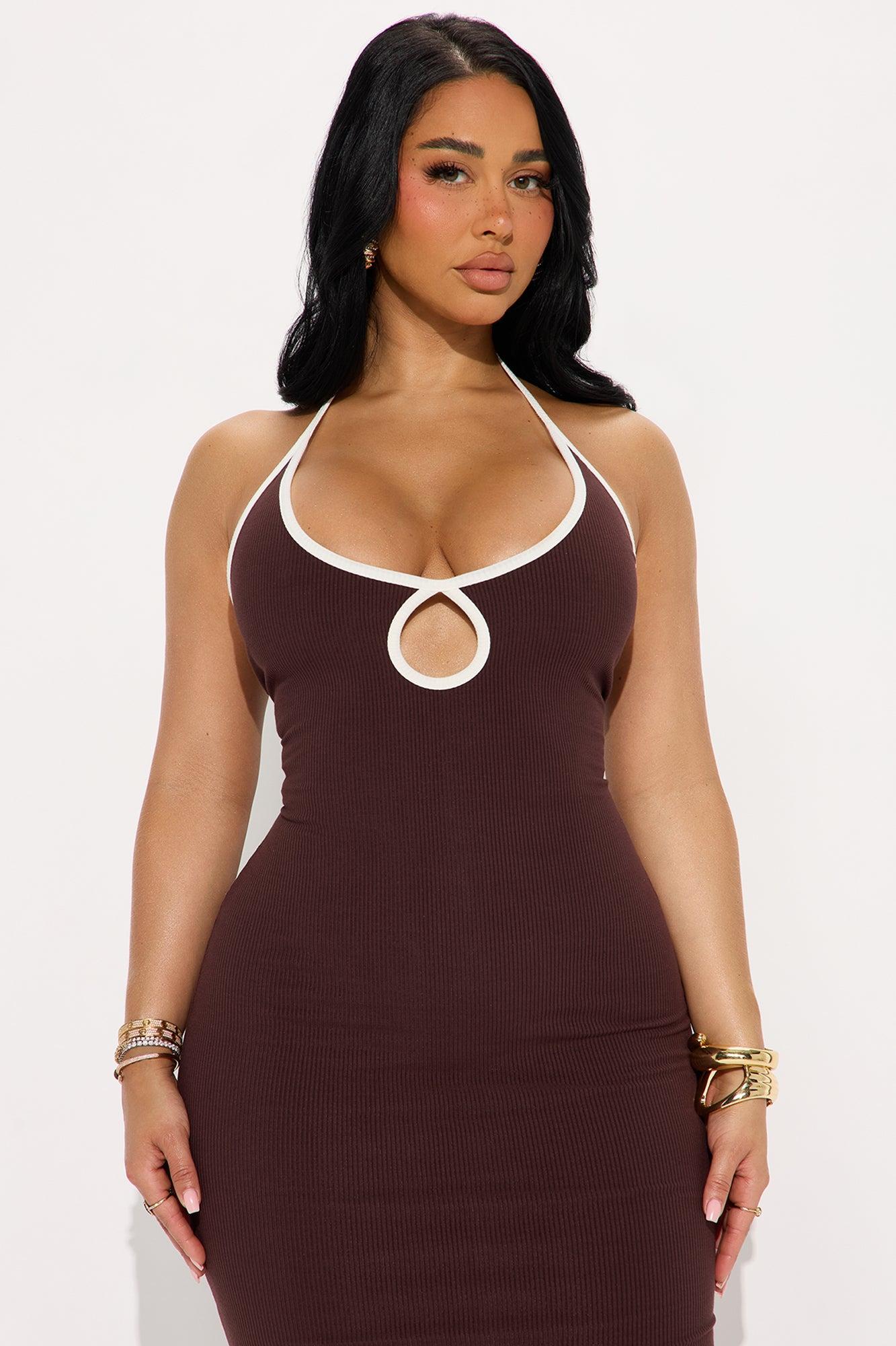 Miami Snatched Midi Dress - Chocolate Product Image