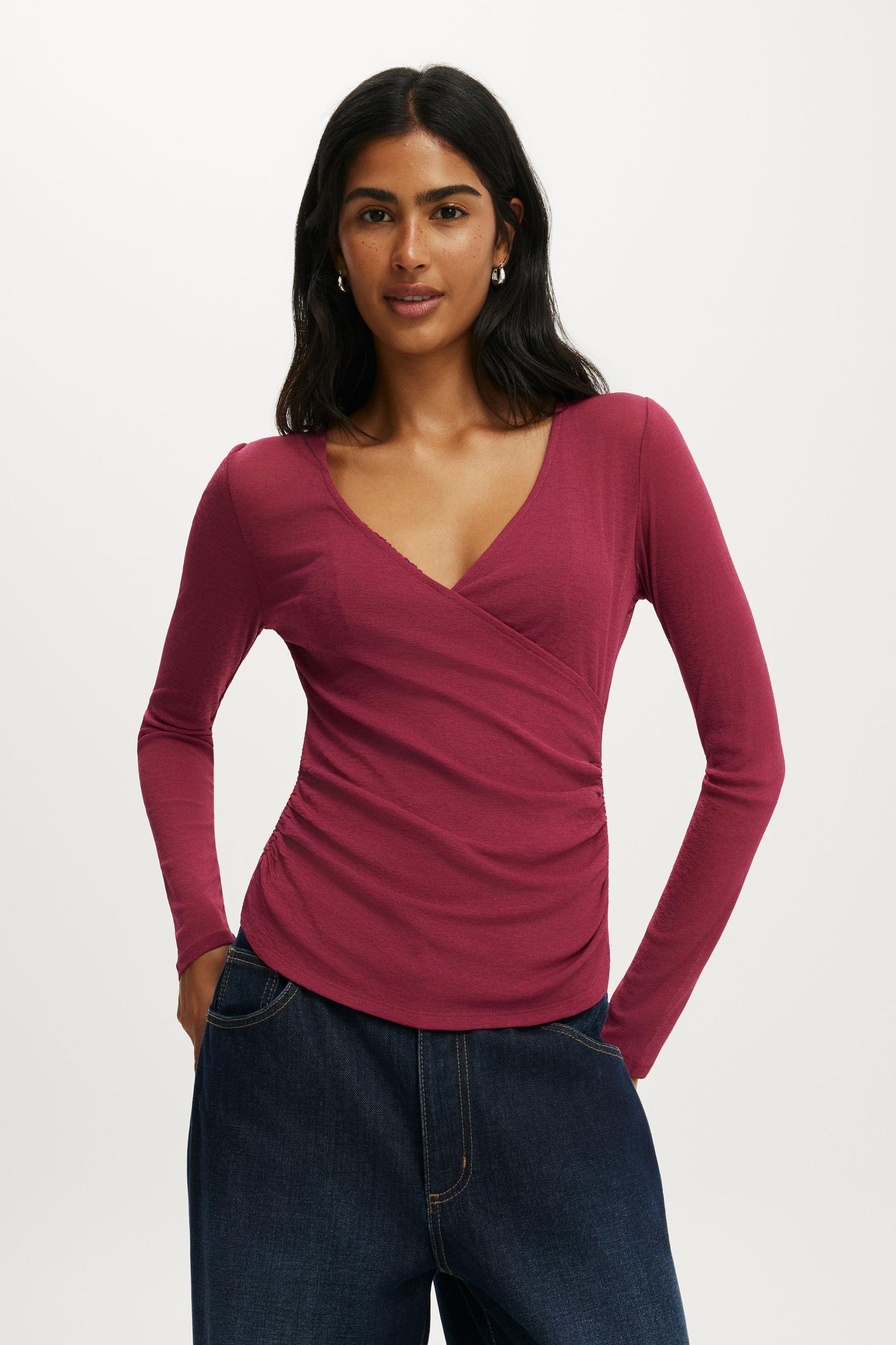 Soul Faux Wrap Long Sleeve Top Product Image
