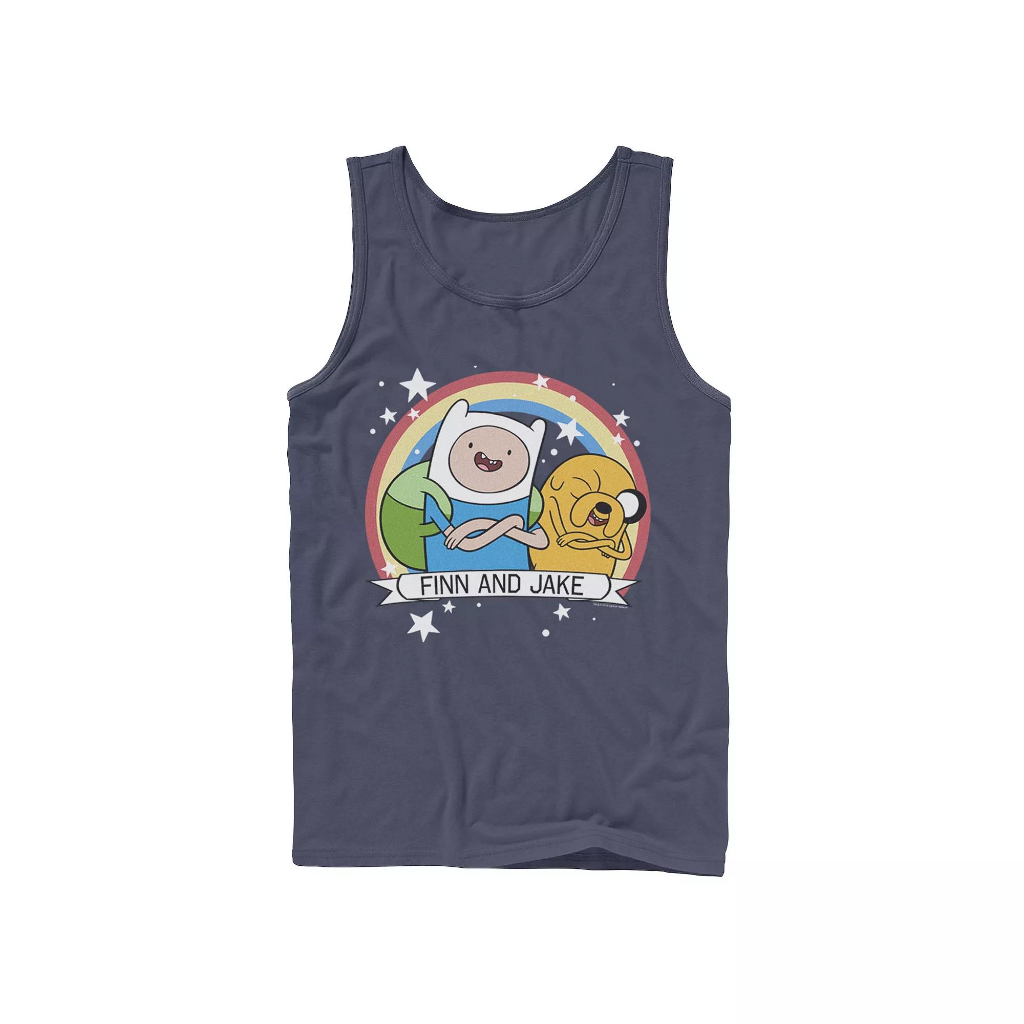 Men's Cartoon Network Adventure Time Finn & Jake Rainbow Banner Tank Top,  Product Image