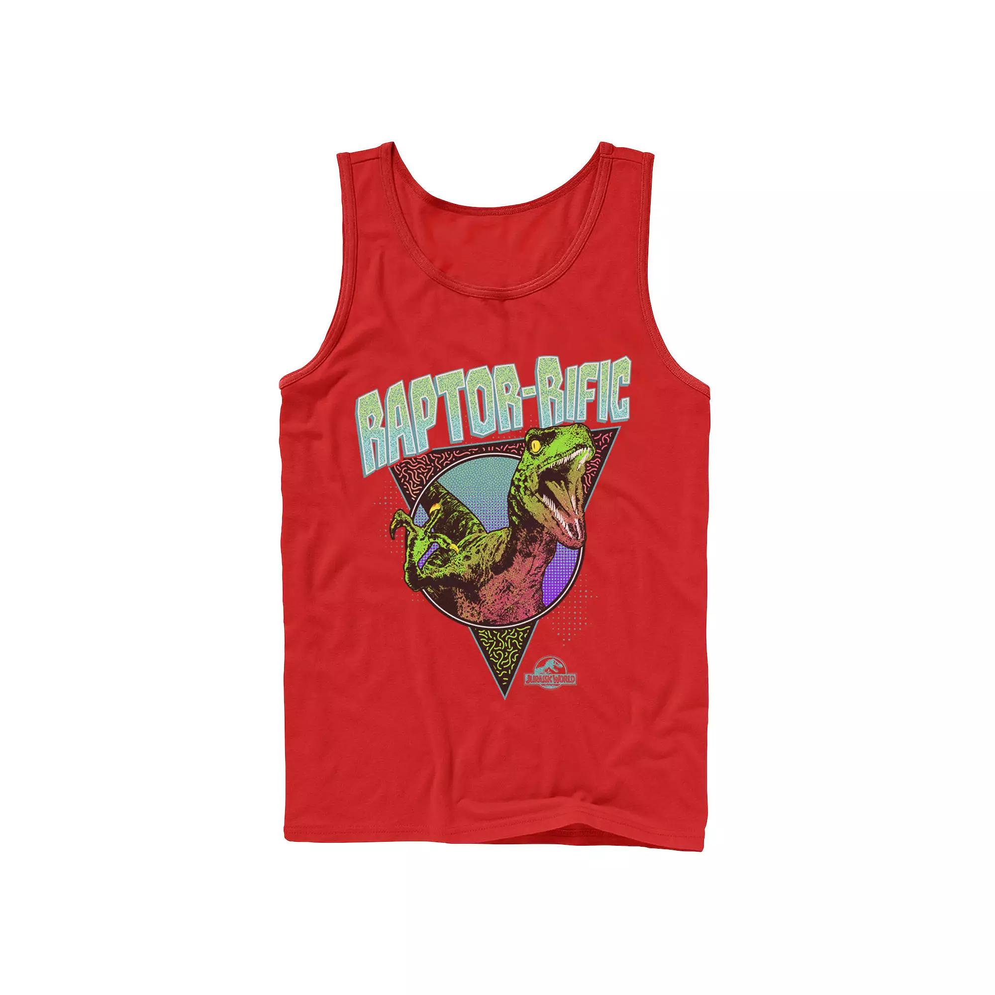 Men's Jurassic World 80's Retro Raptor-rific Dino Graphic Tank Top,  Product Image