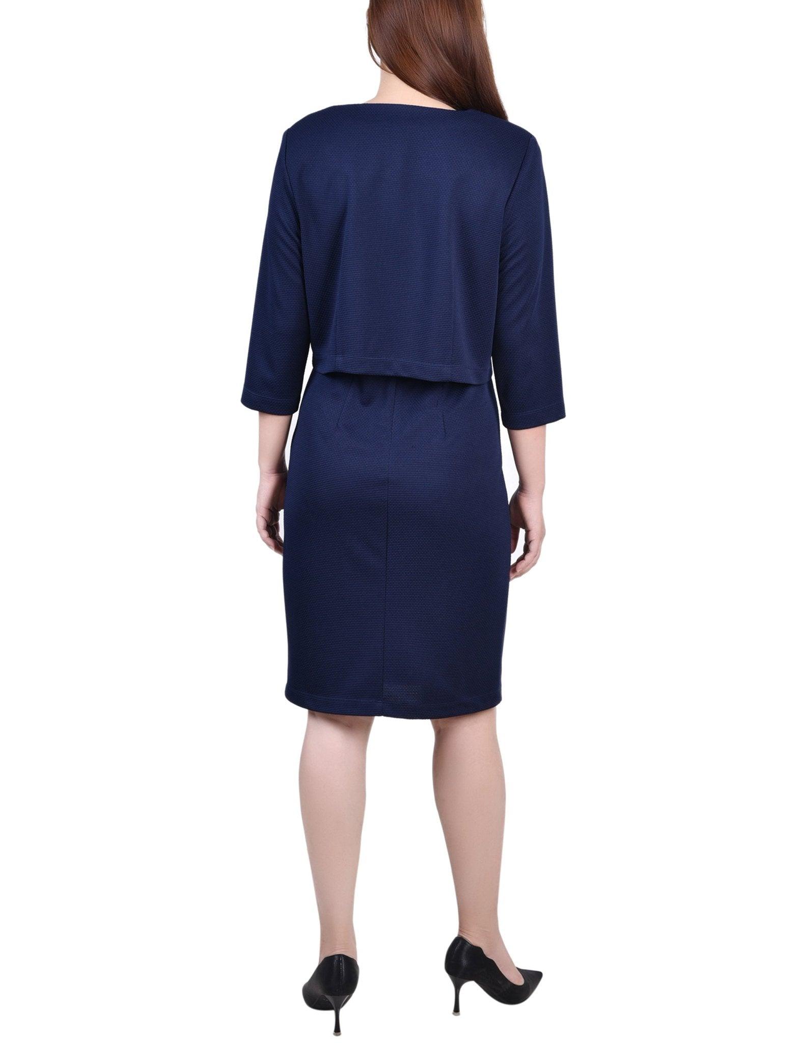 Navy 2 Piece Colorblocked Dress Set - Petite Product Image