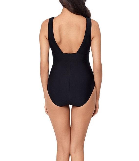 Magicsuit Solid Wallis Floral Plunge Neck One Piece Swimsuit Product Image